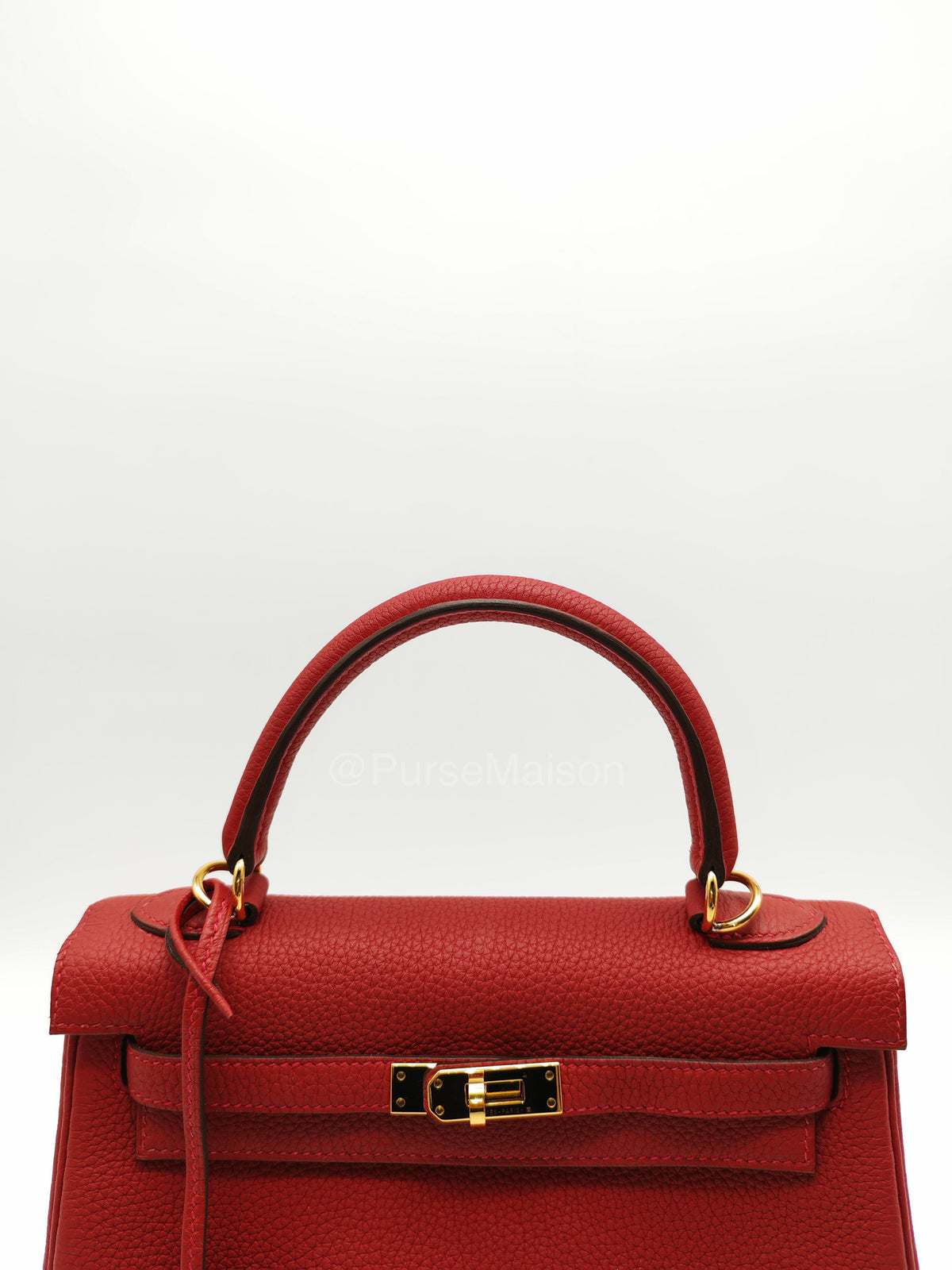 Hermes Kelly 25 Retourne in Rouge Vif Togo Leather and Gold Hardware Stamp Y (2020) | Purse Maison Luxury Bags Shop