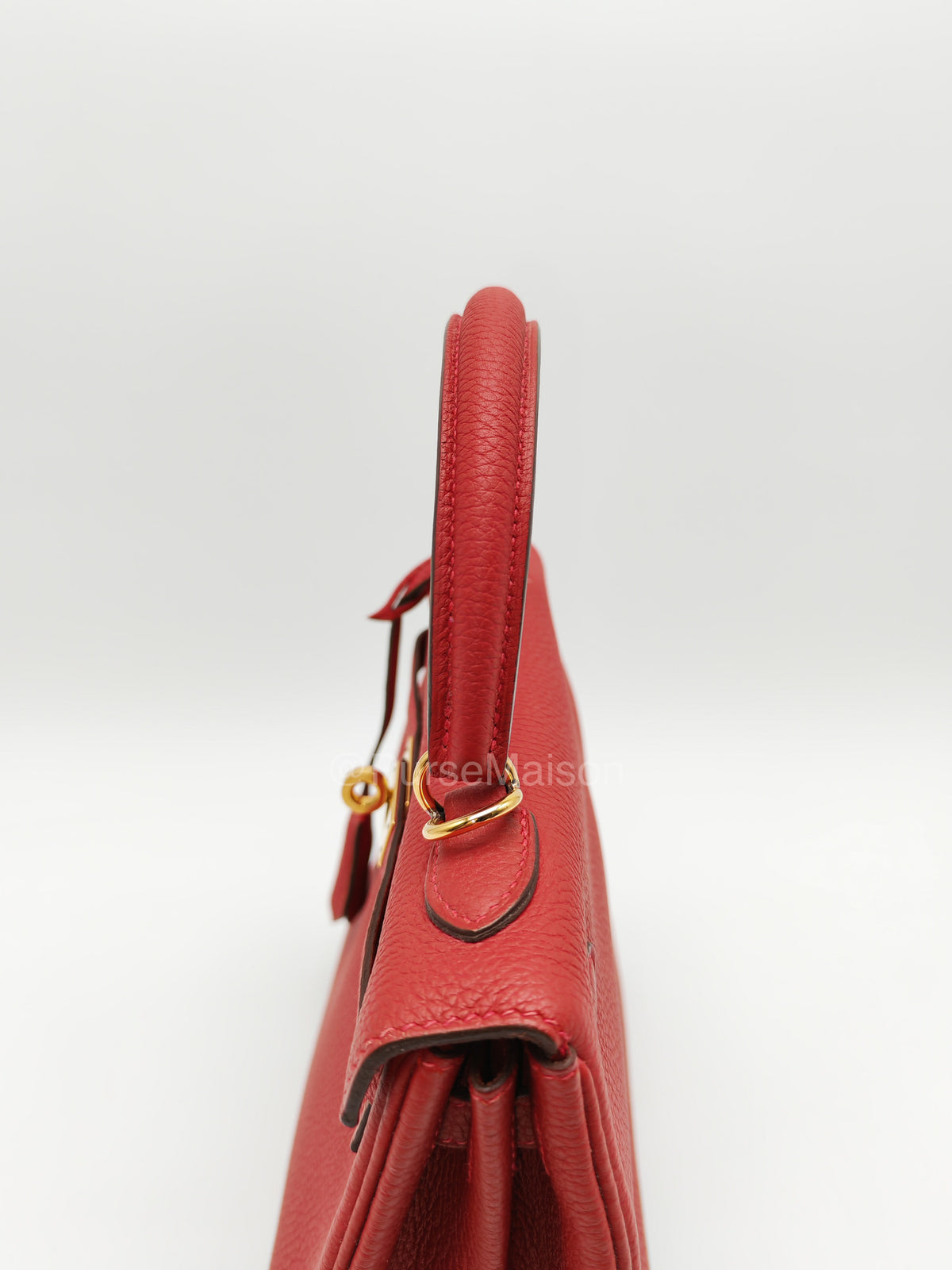 Hermes Kelly 25 Retourne in Rouge Vif Togo Leather and Gold Hardware Stamp Y (2020) | Purse Maison Luxury Bags Shop