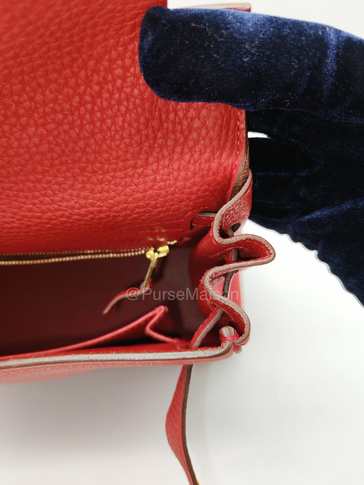 Hermes Kelly 25 Retourne in Rouge Vif Togo Leather and Gold Hardware Stamp Y (2020) | Purse Maison Luxury Bags Shop