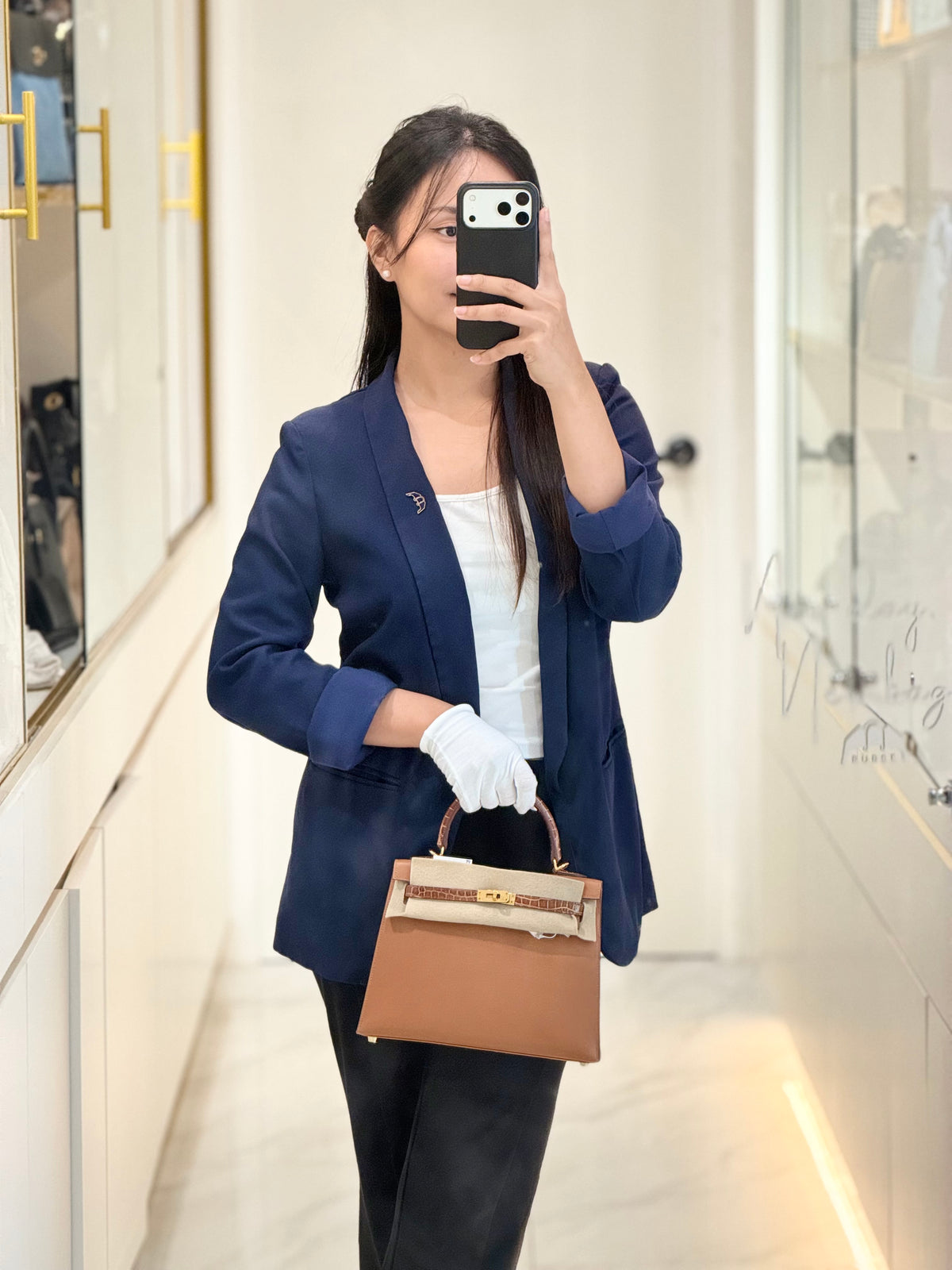 Hermes Kelly 25 Sellier in Gold Madame Leather and Shiny Croc Touch and Gold Hardware Stamp U (2022) | Purse Maison Luxury Bags Shop