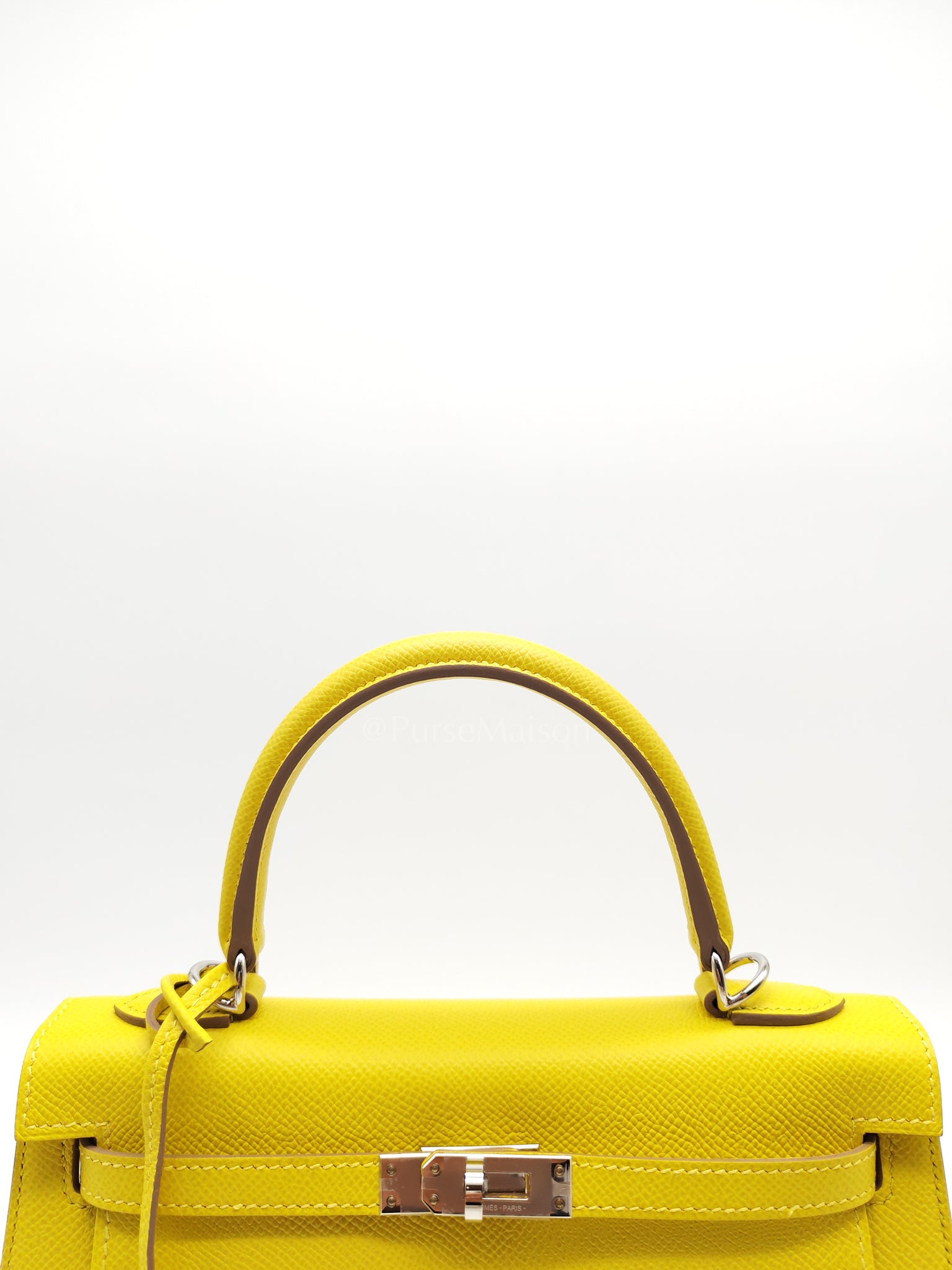 Kelly 25 Sellier in Lime Epsom Leather and Palladiun Hardware Stamp U (2022) | Purse Maison Luxury Bags Shop