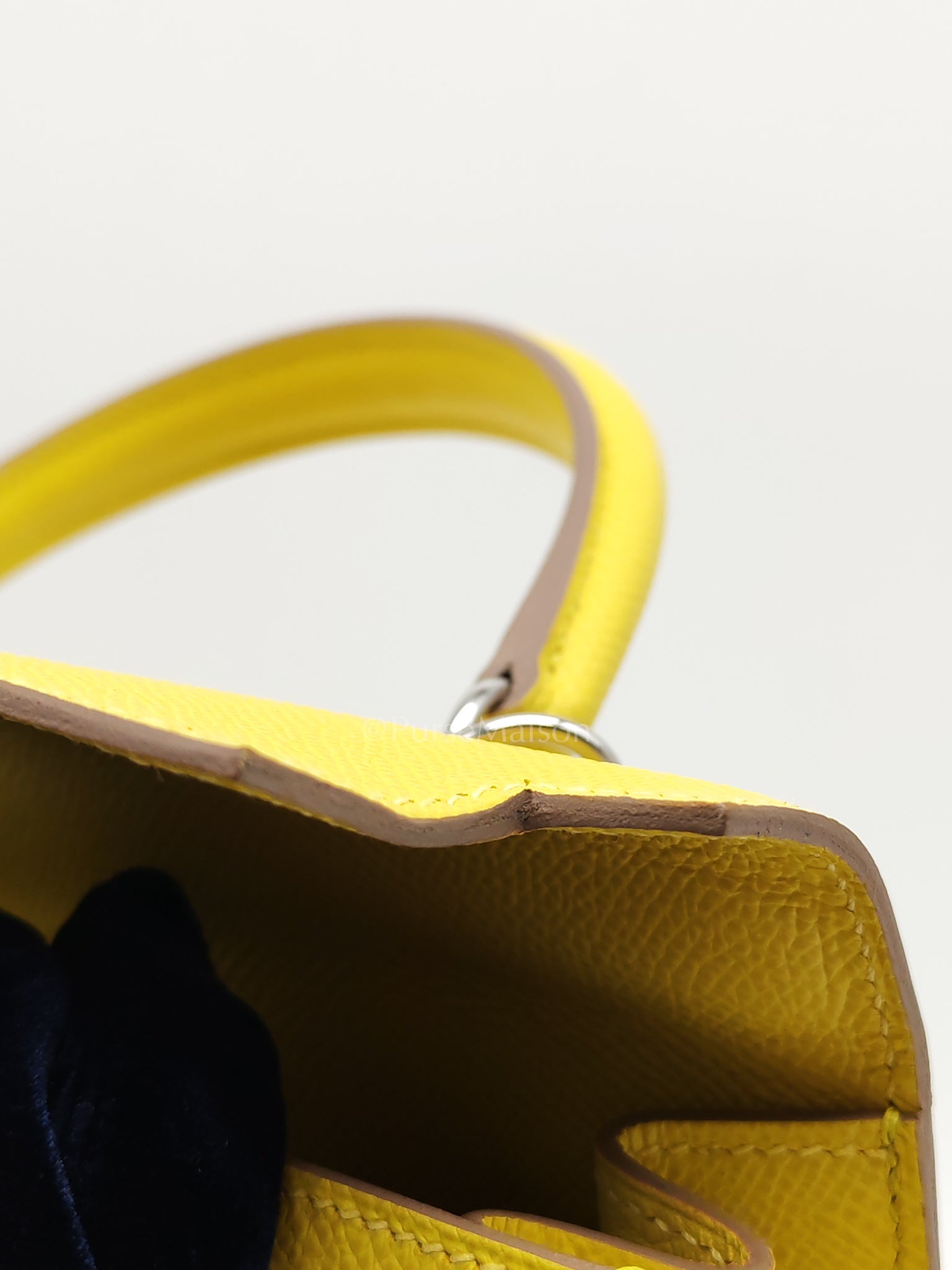 Kelly 25 Sellier in Lime Epsom Leather and Palladiun Hardware Stamp U (2022) | Purse Maison Luxury Bags Shop