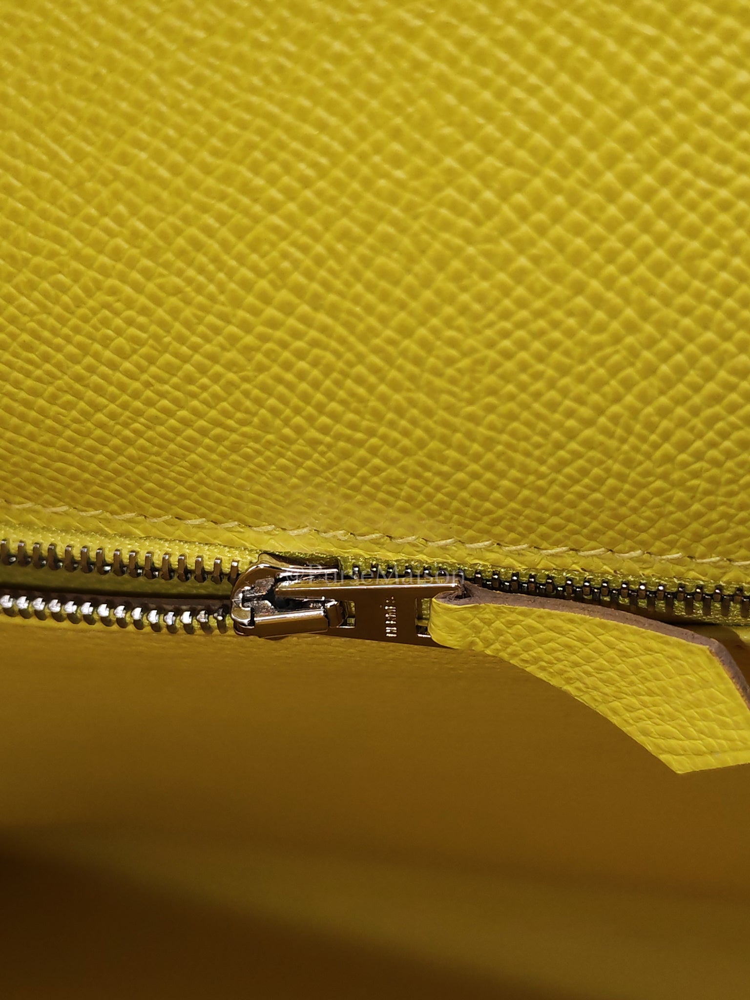 Kelly 25 Sellier in Lime Epsom Leather and Palladiun Hardware Stamp U (2022) | Purse Maison Luxury Bags Shop