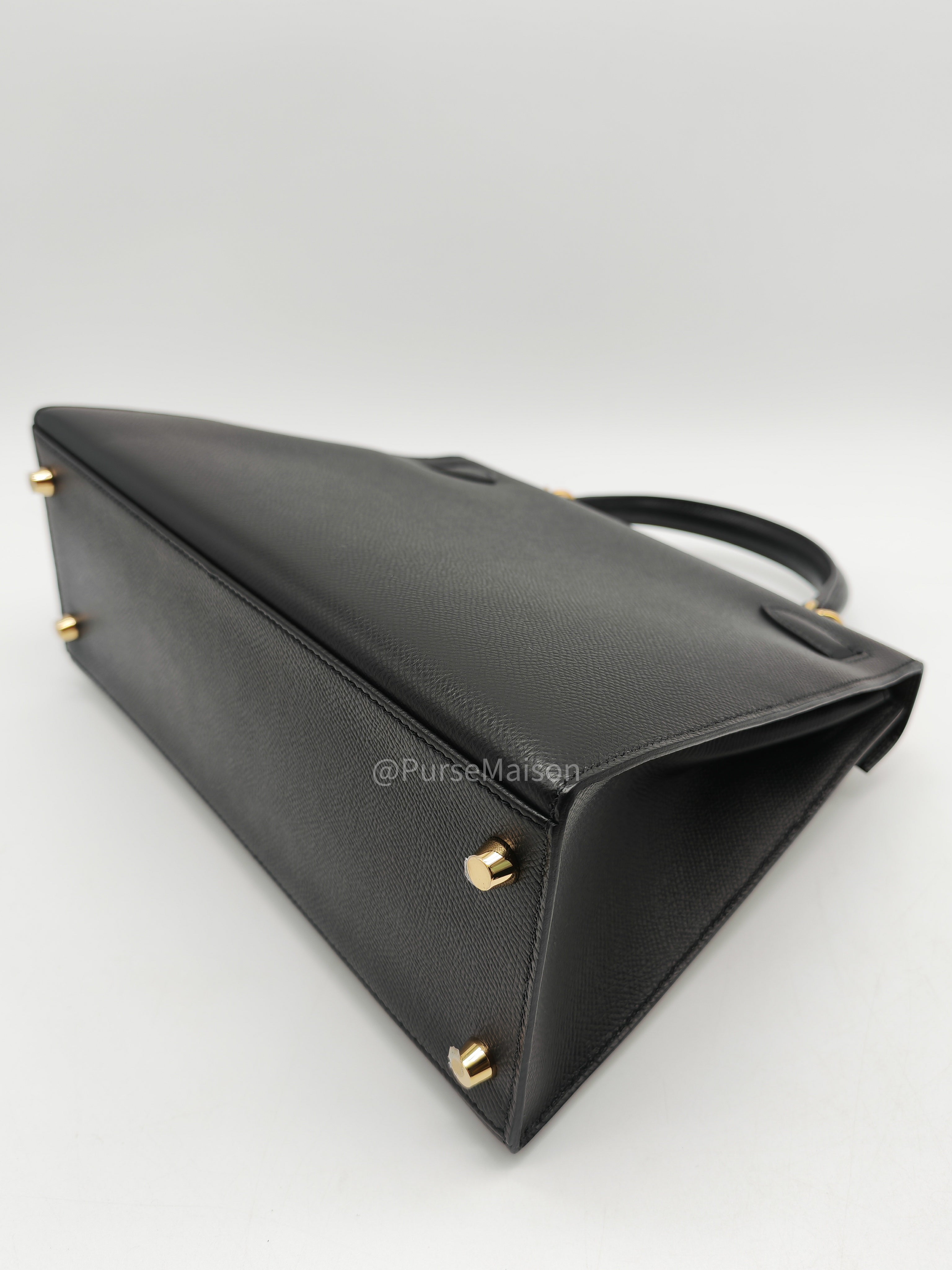 Hermes Kelly 28 Sellier in Black Epsom leather Gold Hardware Stamp Y(2020) | Purse Maison Luxury Bags Shop