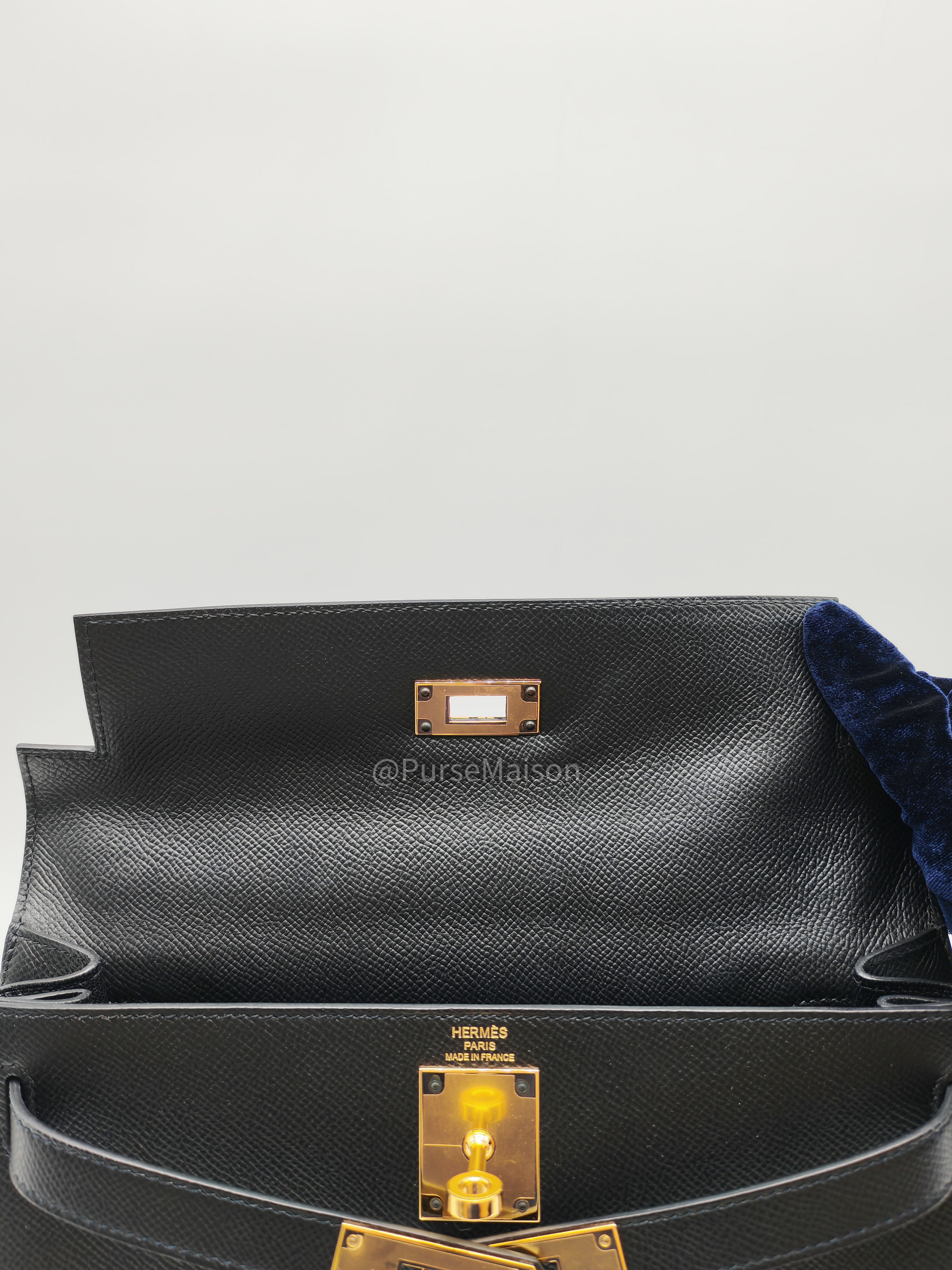 Hermes Kelly 28 Sellier in Black Epsom leather Gold Hardware Stamp Y(2020) | Purse Maison Luxury Bags Shop