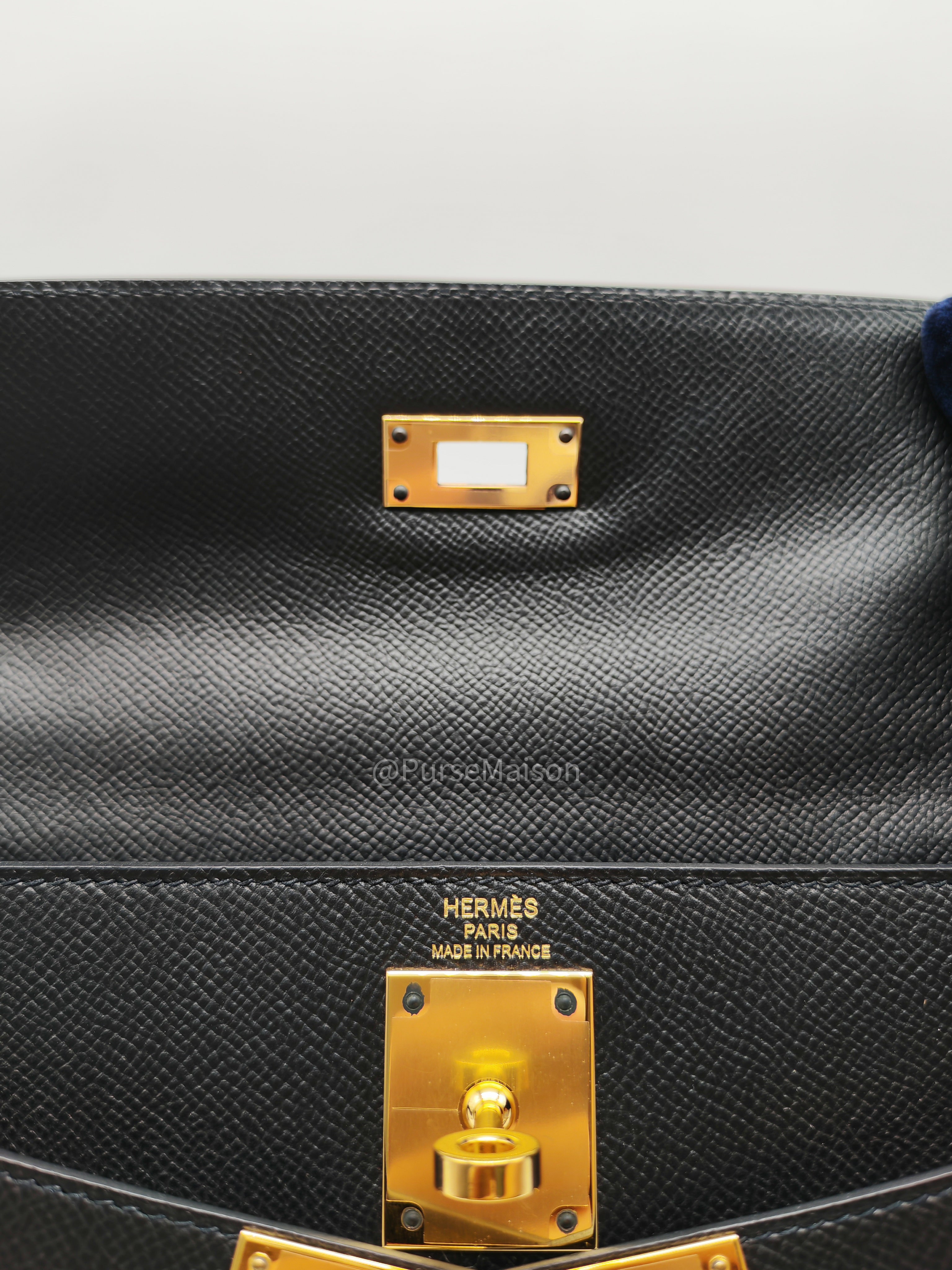 Hermes Kelly 28 Sellier in Black Epsom leather Gold Hardware Stamp Y(2020) | Purse Maison Luxury Bags Shop