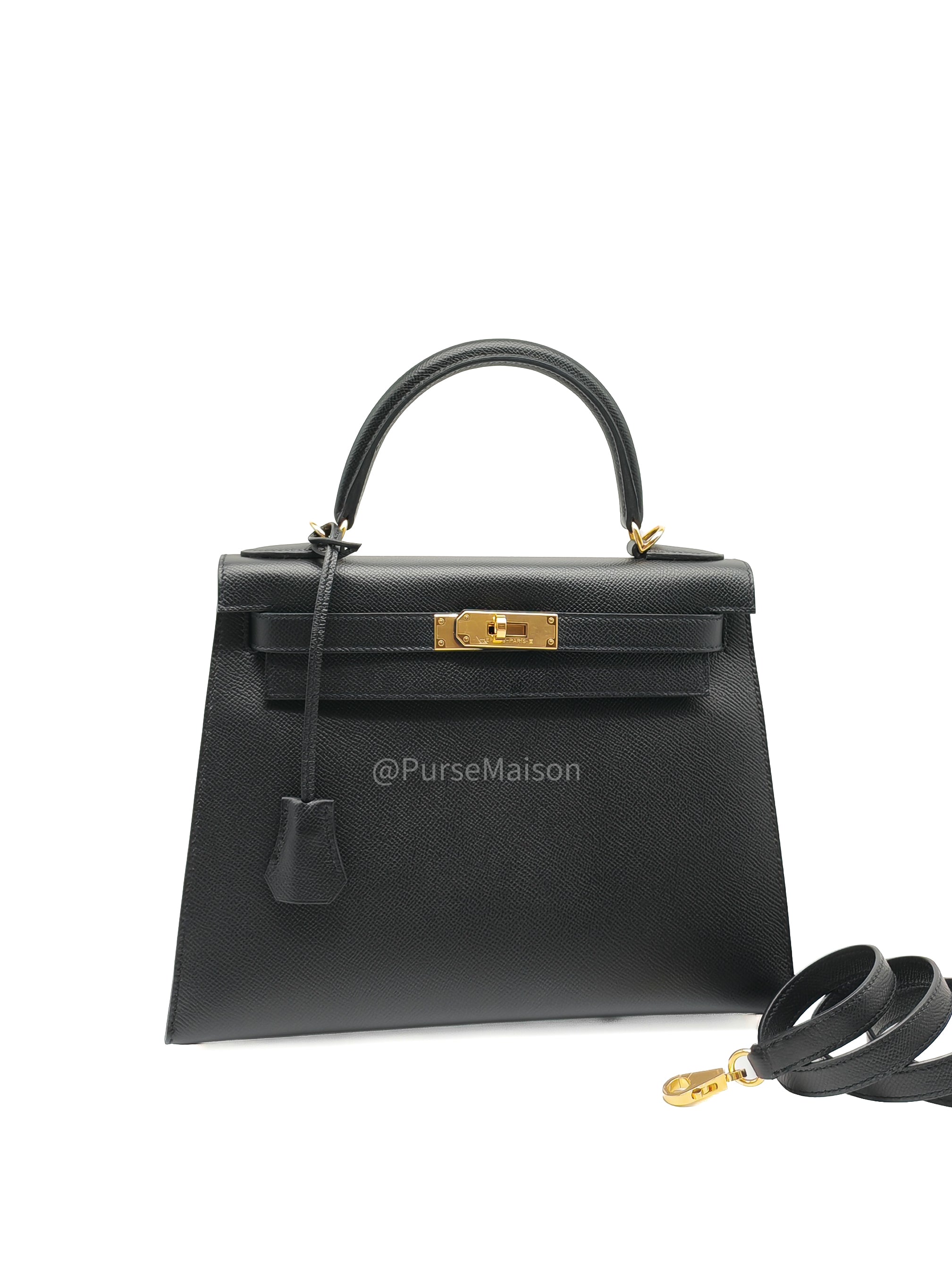 Hermes Kelly 28 Sellier in Black Epsom leather Gold Hardware Stamp Y(2020) | Purse Maison Luxury Bags Shop