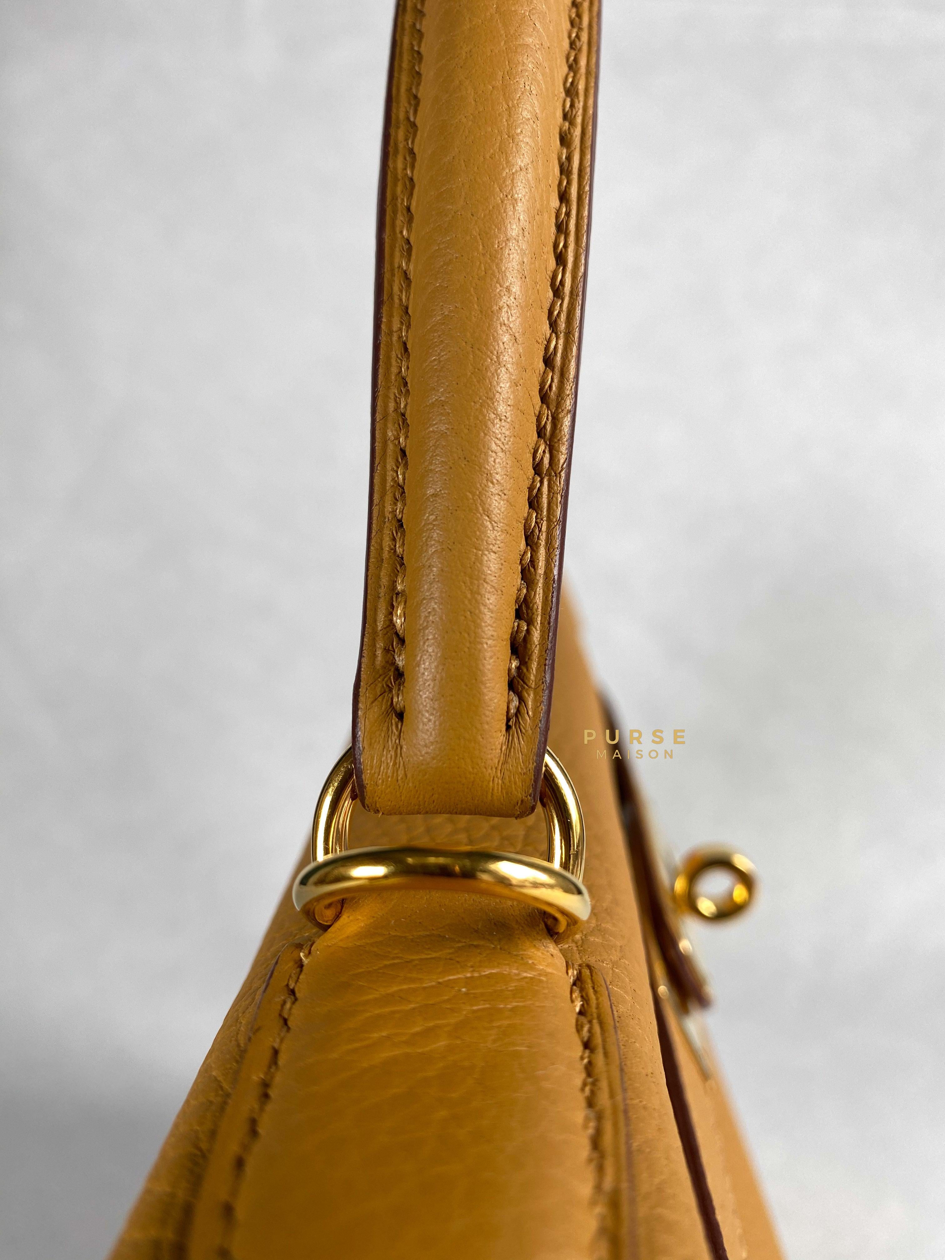 Hermes Kelly 28 Sesame in Clemence Leather and Gold Hardware Stamp Y (2020) | Purse Maison Luxury Bags Shop