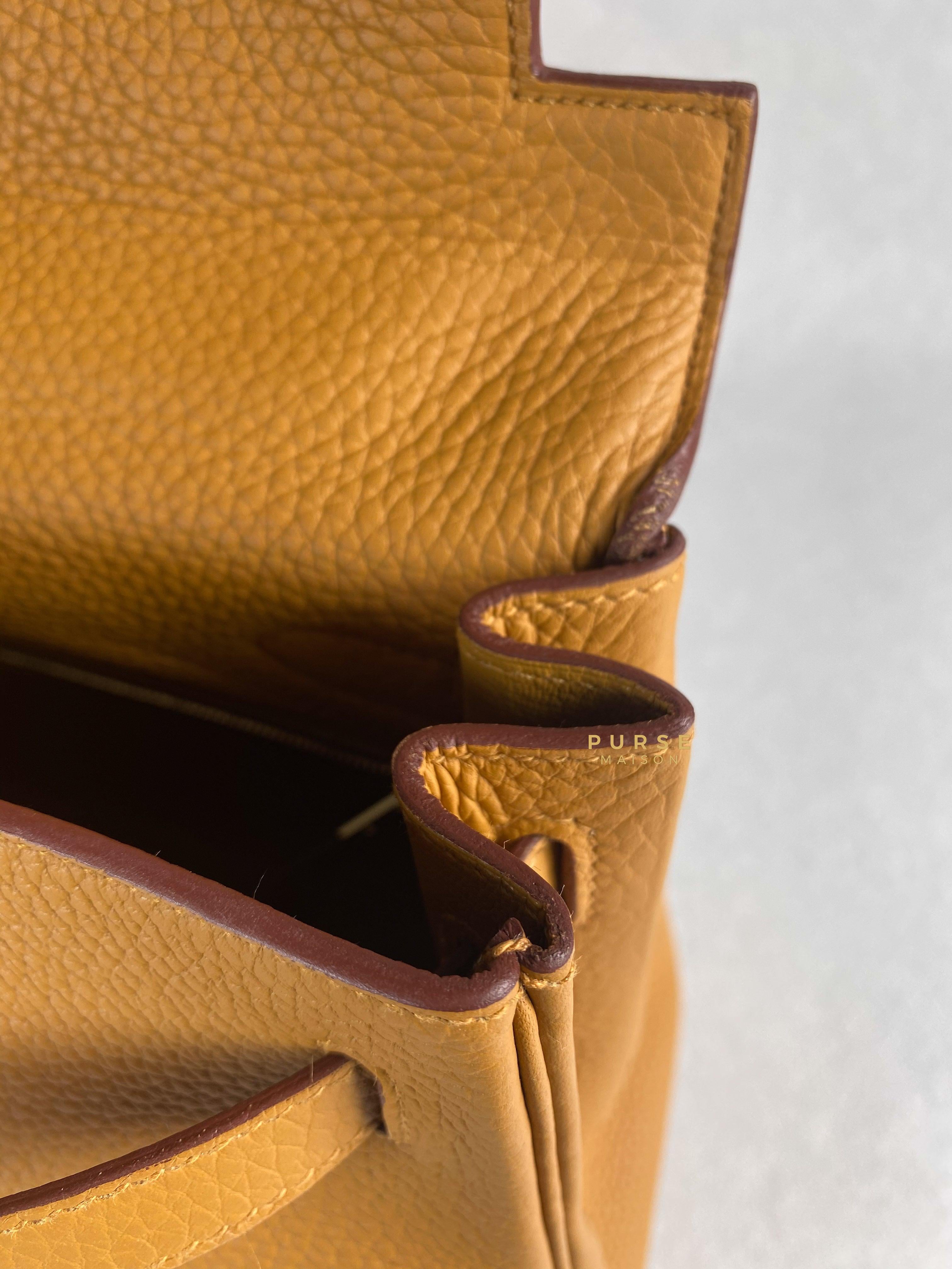 Hermes Kelly 28 Sesame in Clemence Leather and Gold Hardware Stamp Y (2020) | Purse Maison Luxury Bags Shop