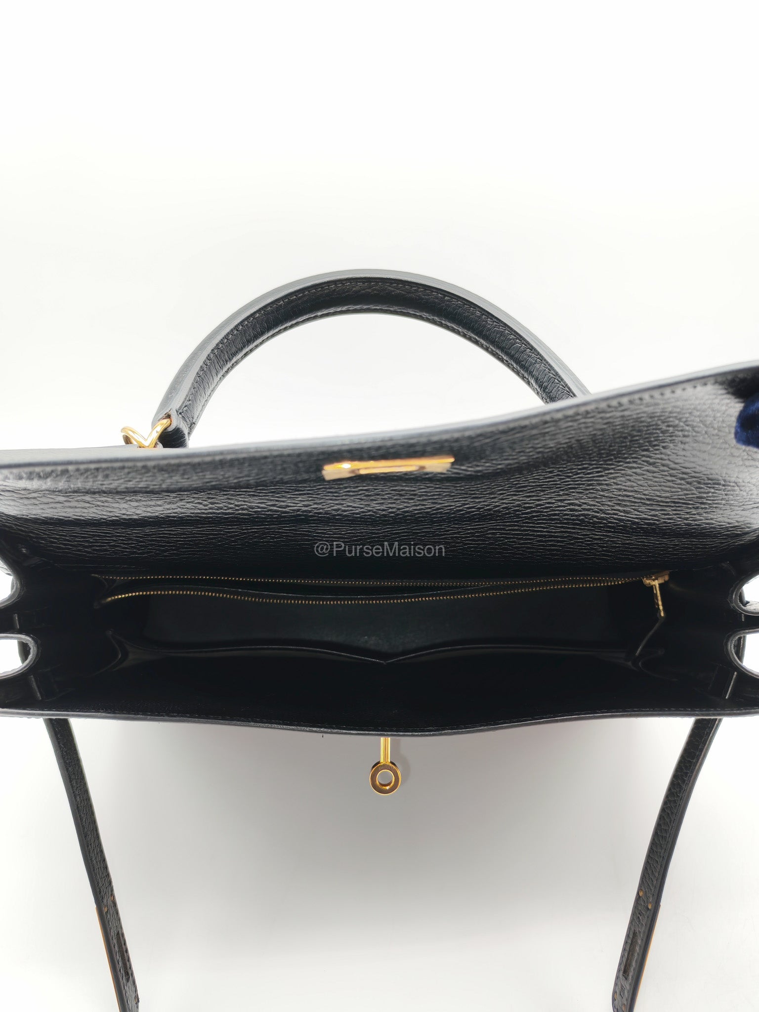 Hermes Kelly 32 in Black Ardennes Taurillon Leather Gold Hardware Stamp Square E(2001) | Purse Maison Luxury Bags Shop