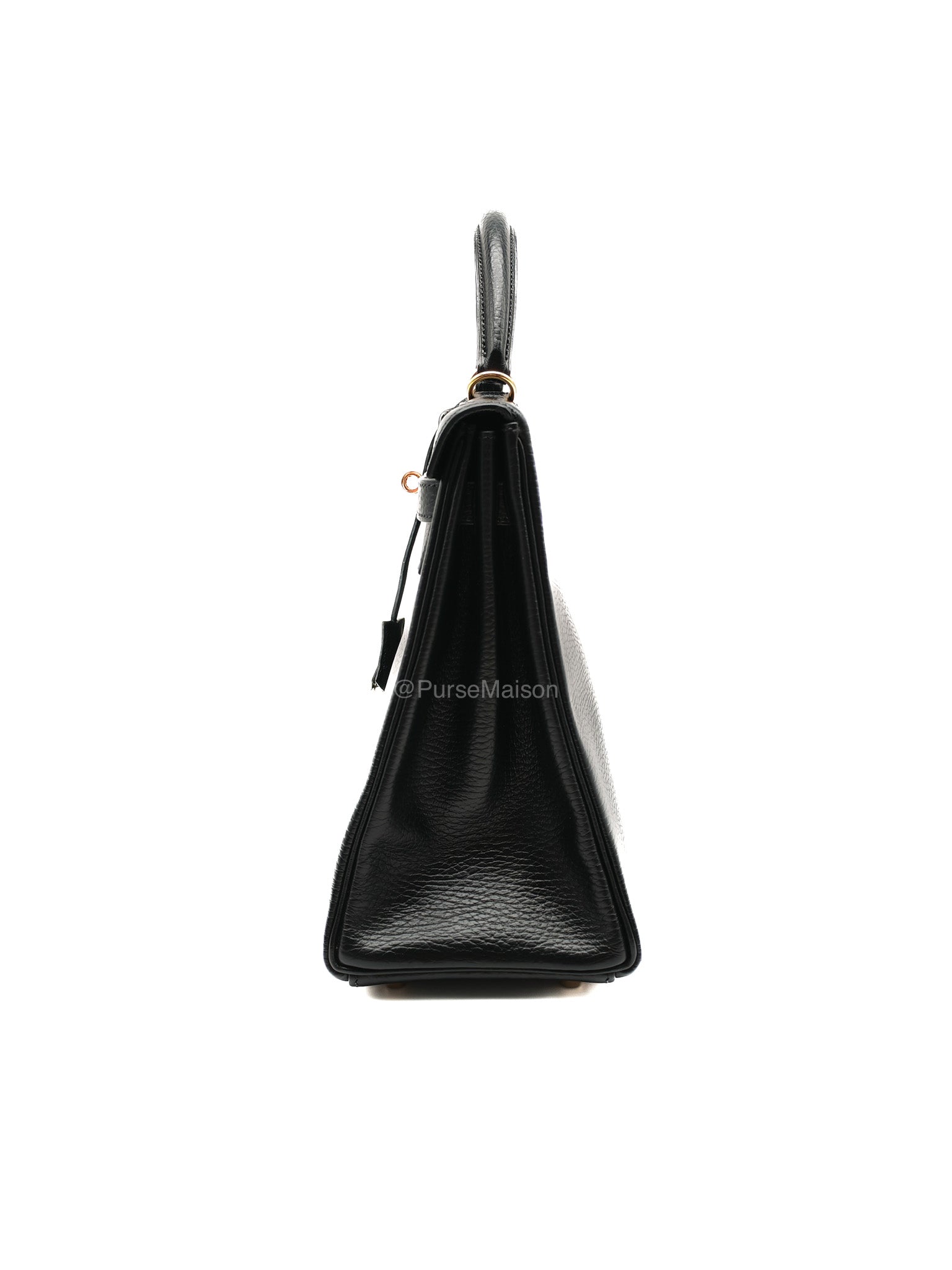 Hermes Kelly 32 in Black Ardennes Taurillon Leather Gold Hardware Stamp Square E(2001) | Purse Maison Luxury Bags Shop