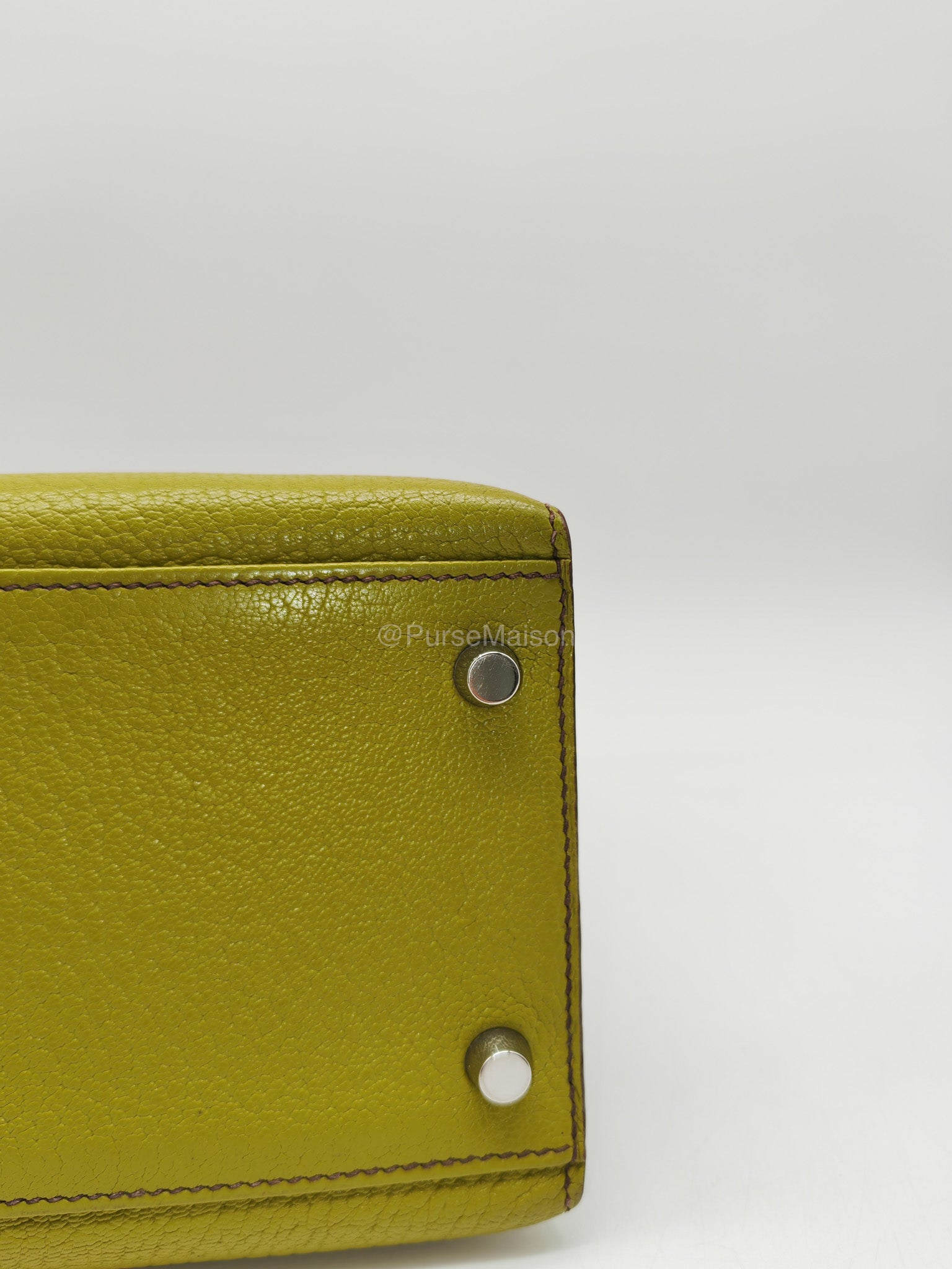 Hermes Kelly 32 in Vert Anis Cheve Mysore Leather Palladium Hardware Stamp J Square(2006) | Purse Maison Luxury Bags Shop