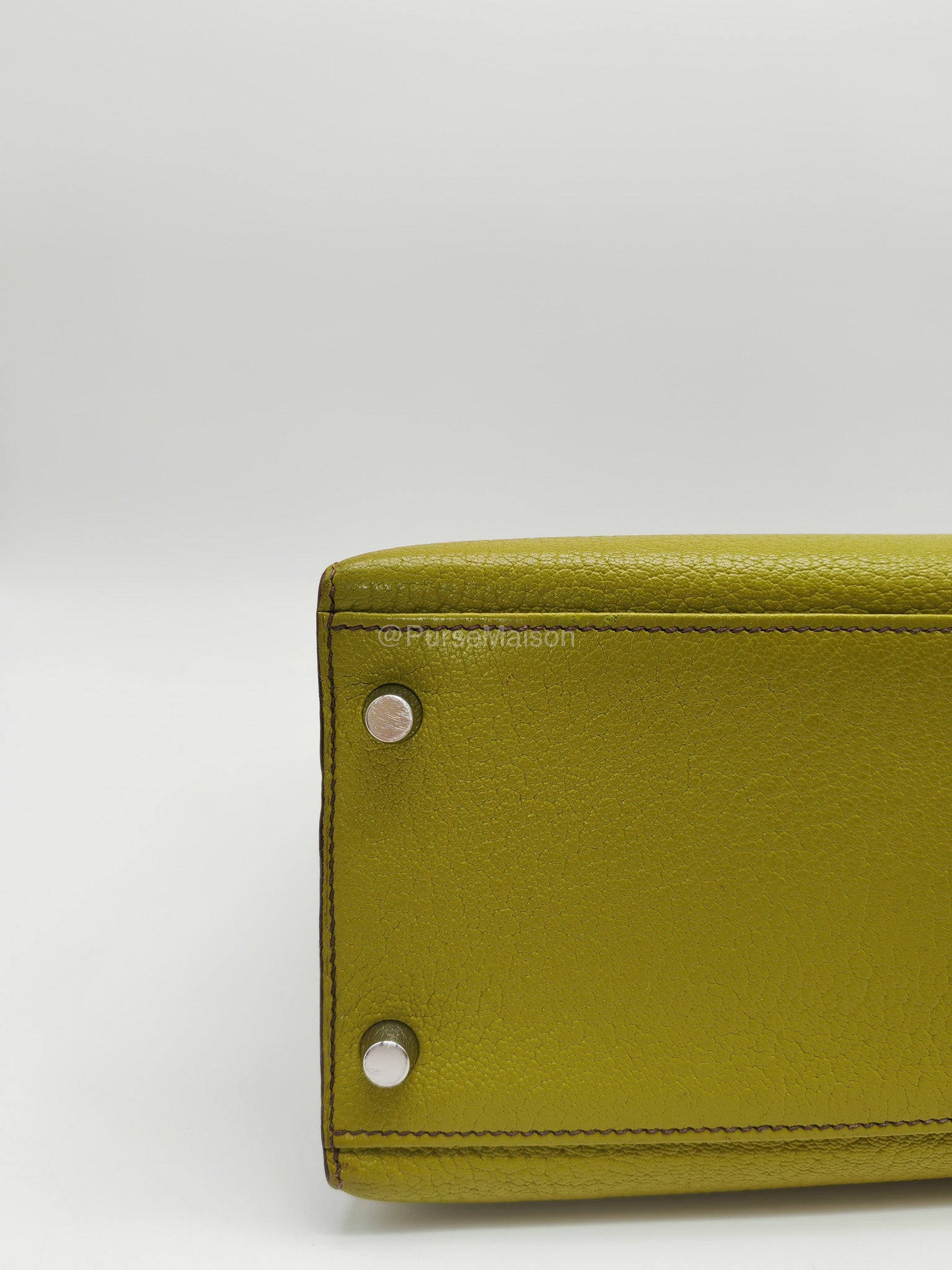 Hermes Kelly 32 in Vert Anis Cheve Mysore Leather Palladium Hardware Stamp J Square(2006) | Purse Maison Luxury Bags Shop