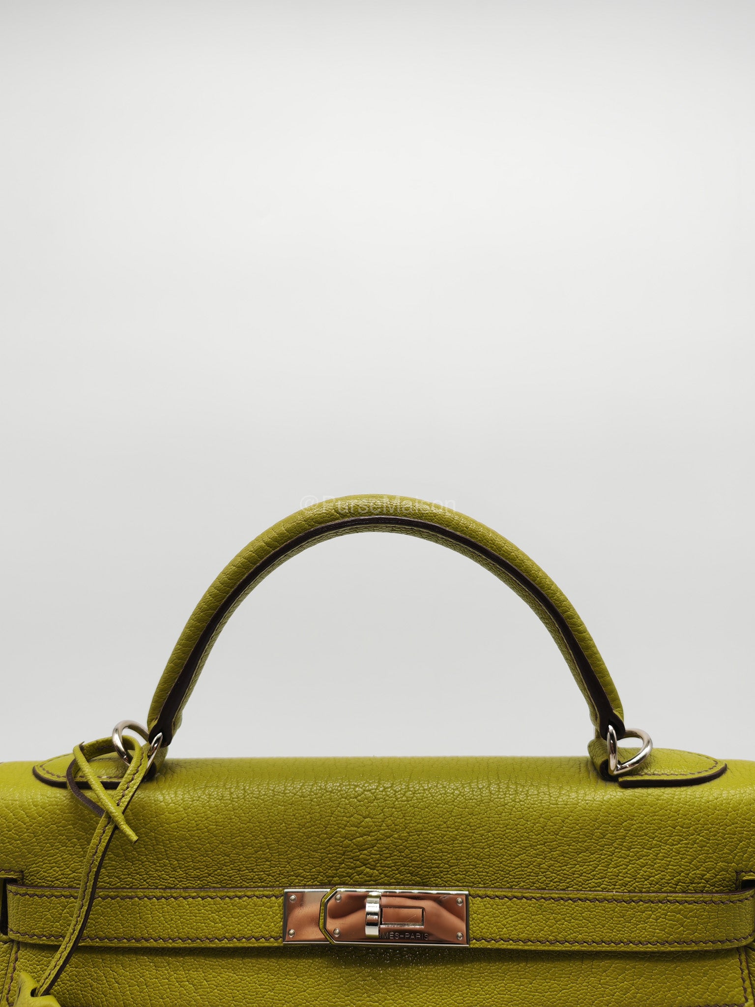 Hermes Kelly 32 in Vert Anis Cheve Mysore Leather Palladium Hardware Stamp J Square(2006) | Purse Maison Luxury Bags Shop
