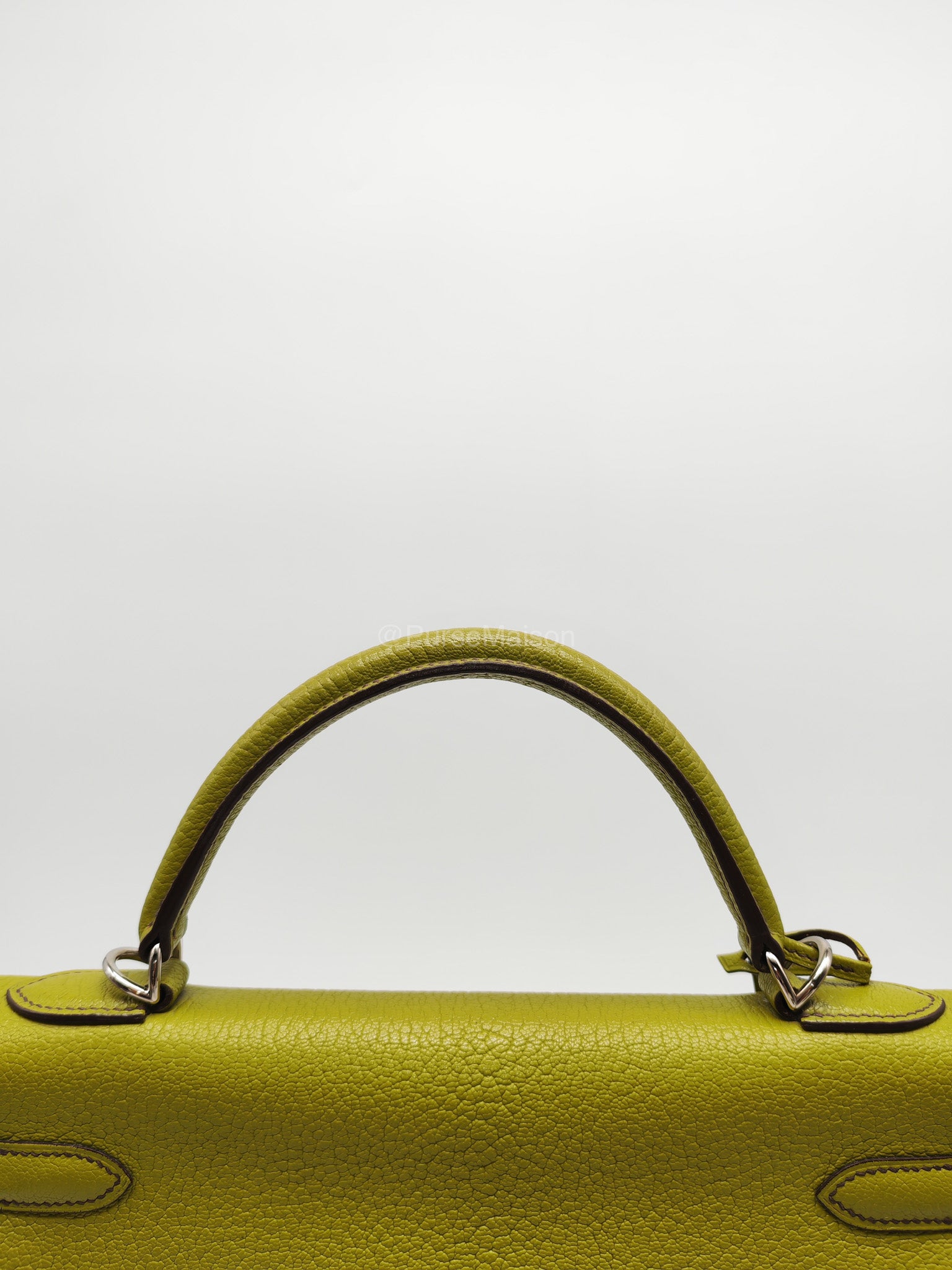 Hermes Kelly 32 in Vert Anis Cheve Mysore Leather Palladium Hardware Stamp J Square(2006) | Purse Maison Luxury Bags Shop