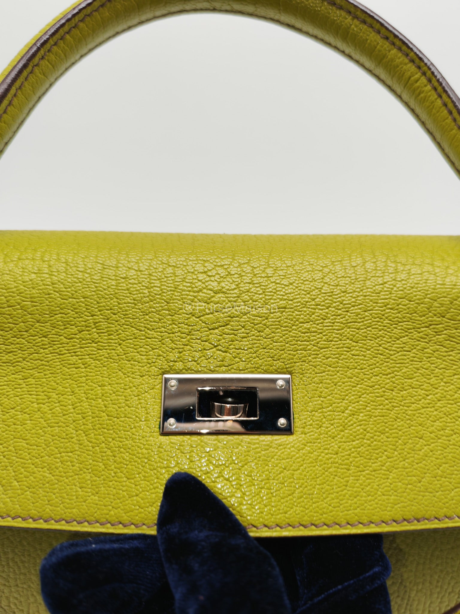Hermes Kelly 32 in Vert Anis Cheve Mysore Leather Palladium Hardware Stamp J Square(2006) | Purse Maison Luxury Bags Shop