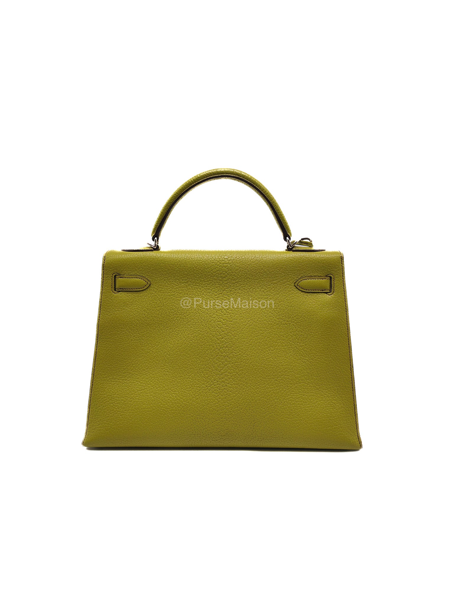 Hermes Kelly 32 in Vert Anis Cheve Mysore Leather Palladium Hardware Stamp J Square(2006) | Purse Maison Luxury Bags Shop