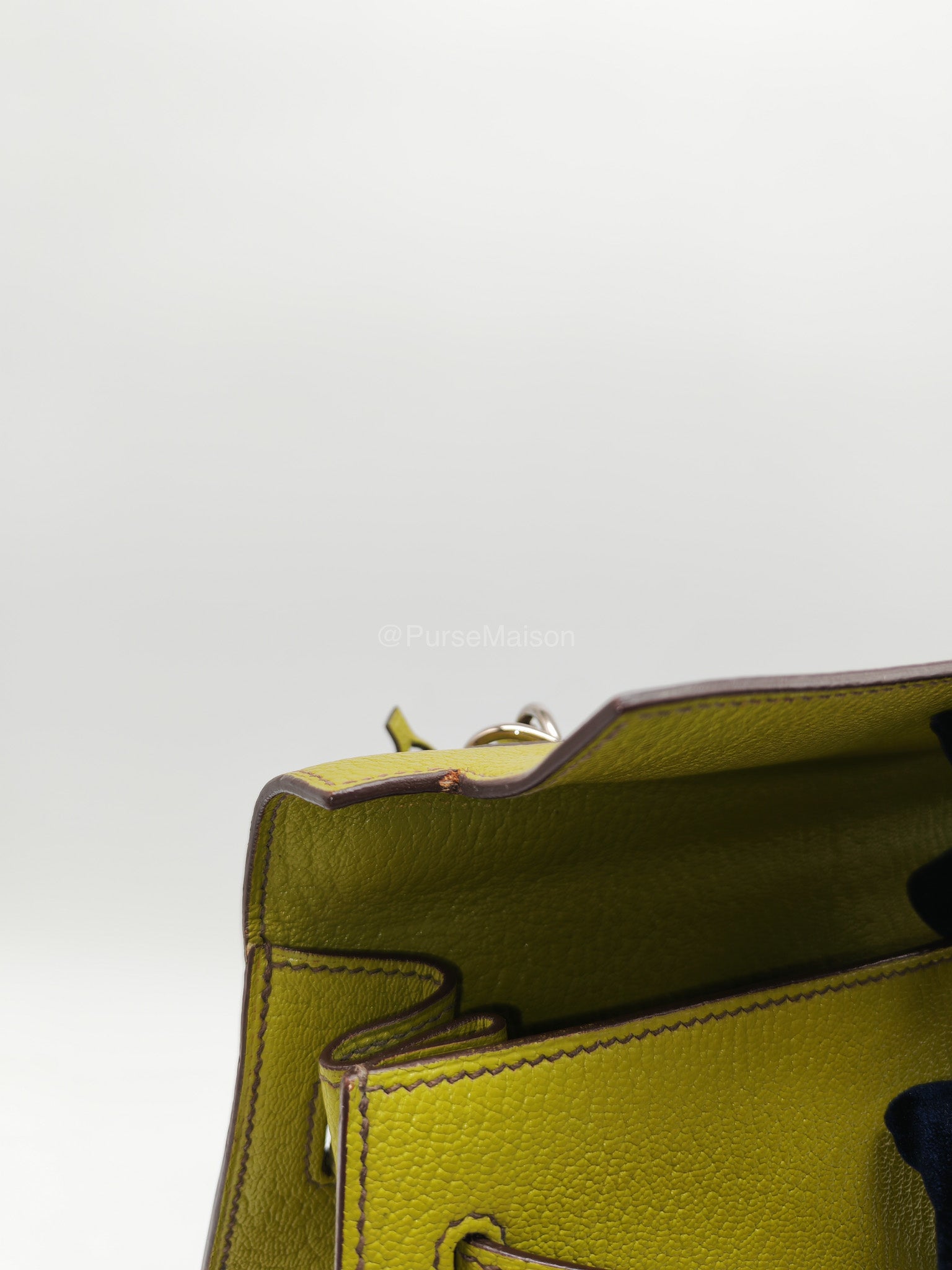 Hermes Kelly 32 in Vert Anis Cheve Mysore Leather Palladium Hardware Stamp J Square(2006) | Purse Maison Luxury Bags Shop