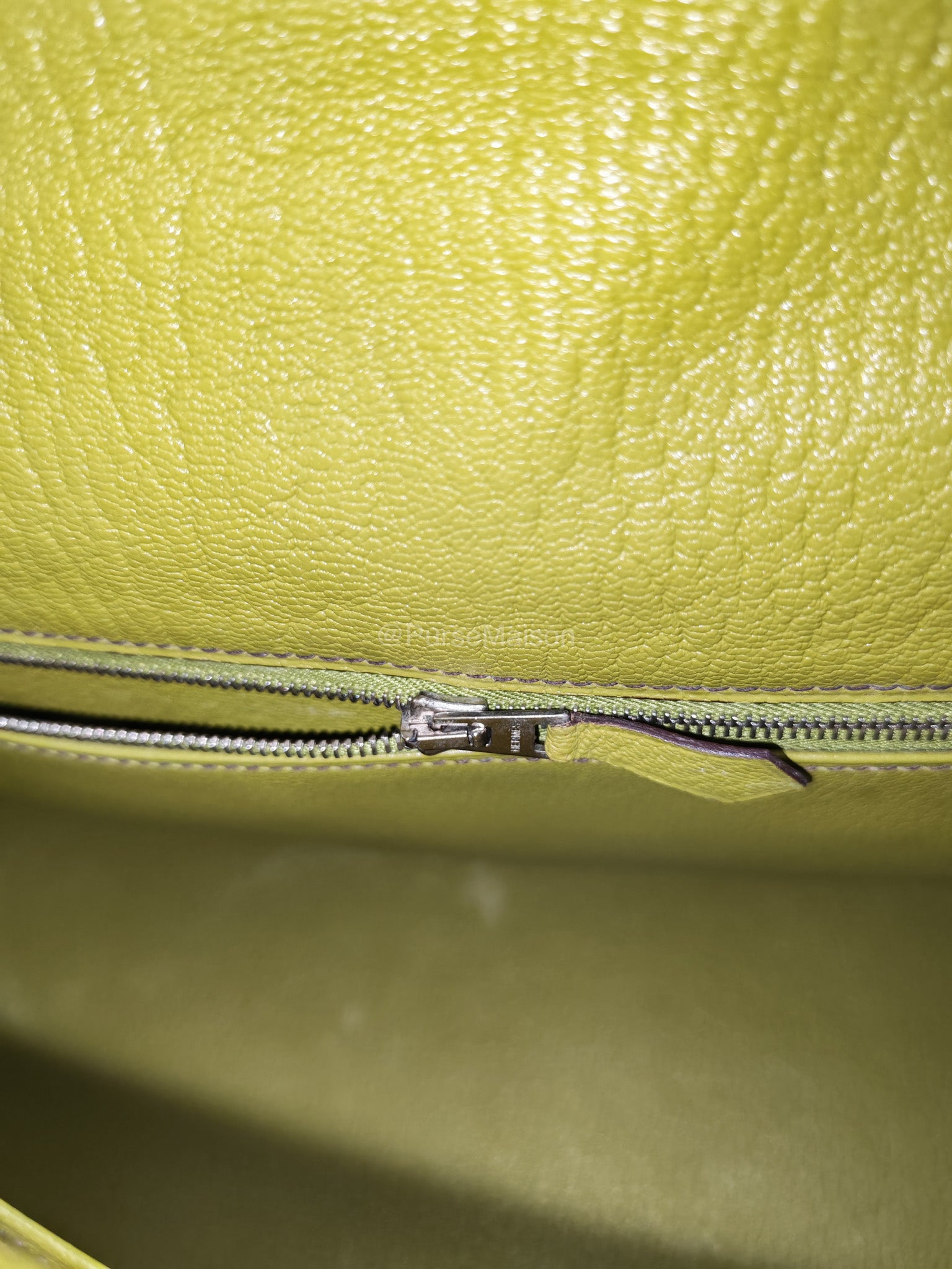 Hermes Kelly 32 in Vert Anis Cheve Mysore Leather Palladium Hardware Stamp J Square(2006) | Purse Maison Luxury Bags Shop