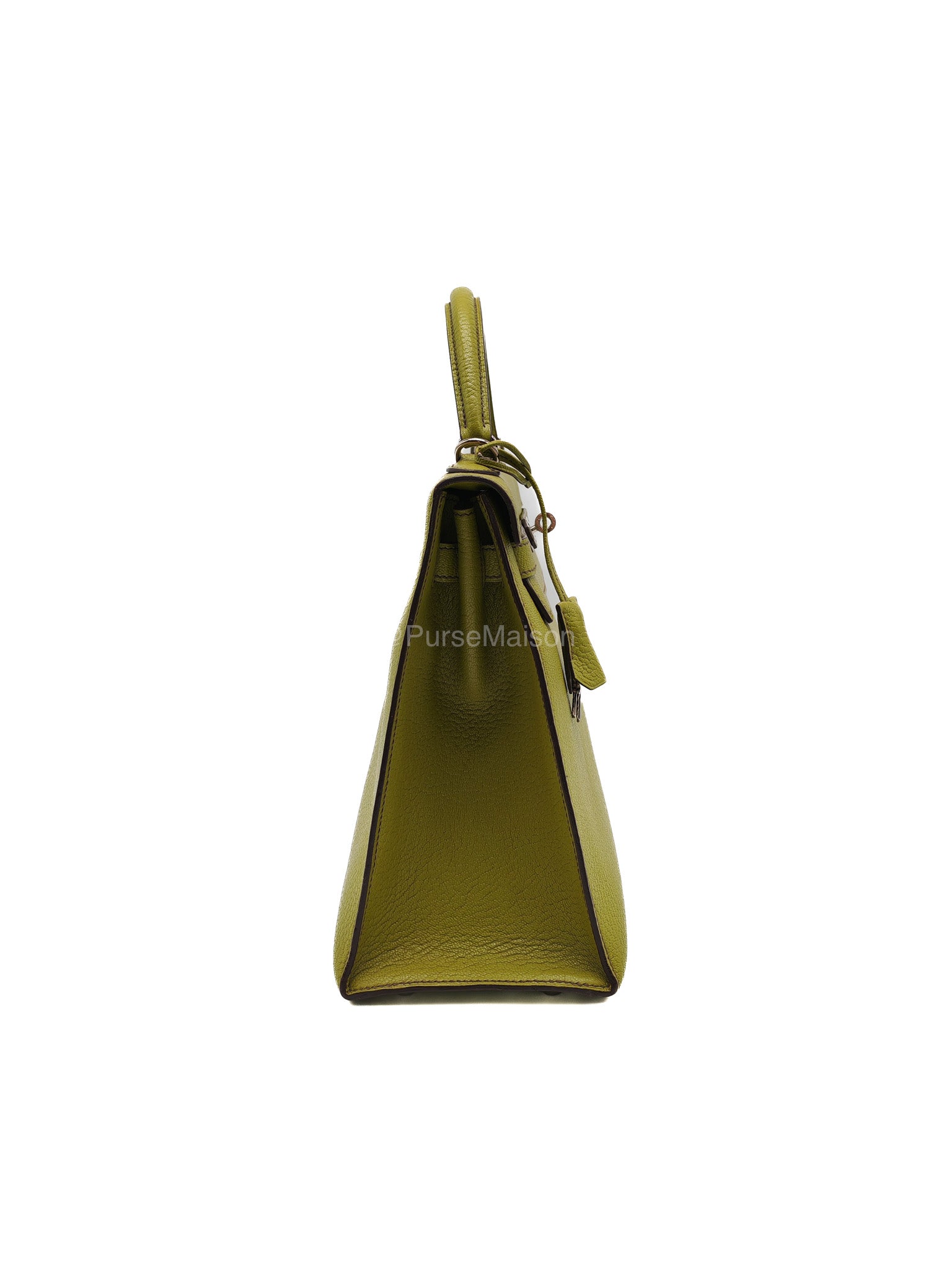 Hermes Kelly 32 in Vert Anis Cheve Mysore Leather Palladium Hardware Stamp J Square(2006) | Purse Maison Luxury Bags Shop