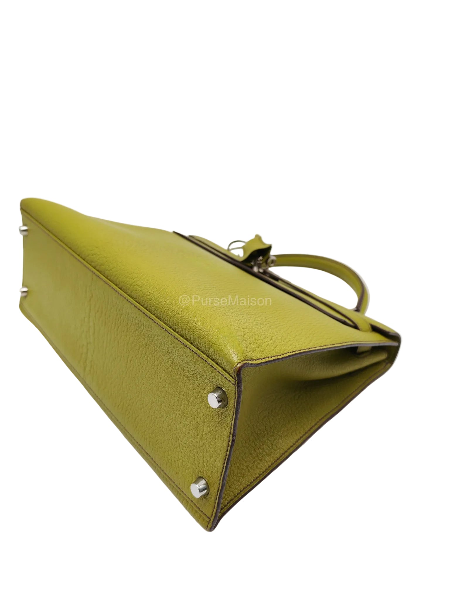 Hermes Kelly 32 in Vert Anis Cheve Mysore Leather Palladium Hardware Stamp J Square(2006) | Purse Maison Luxury Bags Shop