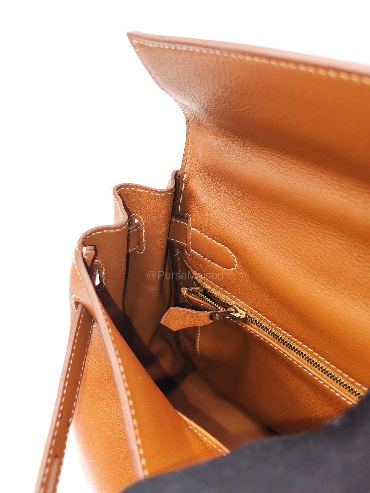 Hermes Kelly 32 Retourne in Gold Swift Leather and Gold Hardware Stamp Square E (2001) | Purse Maison Luxury Bags Shop