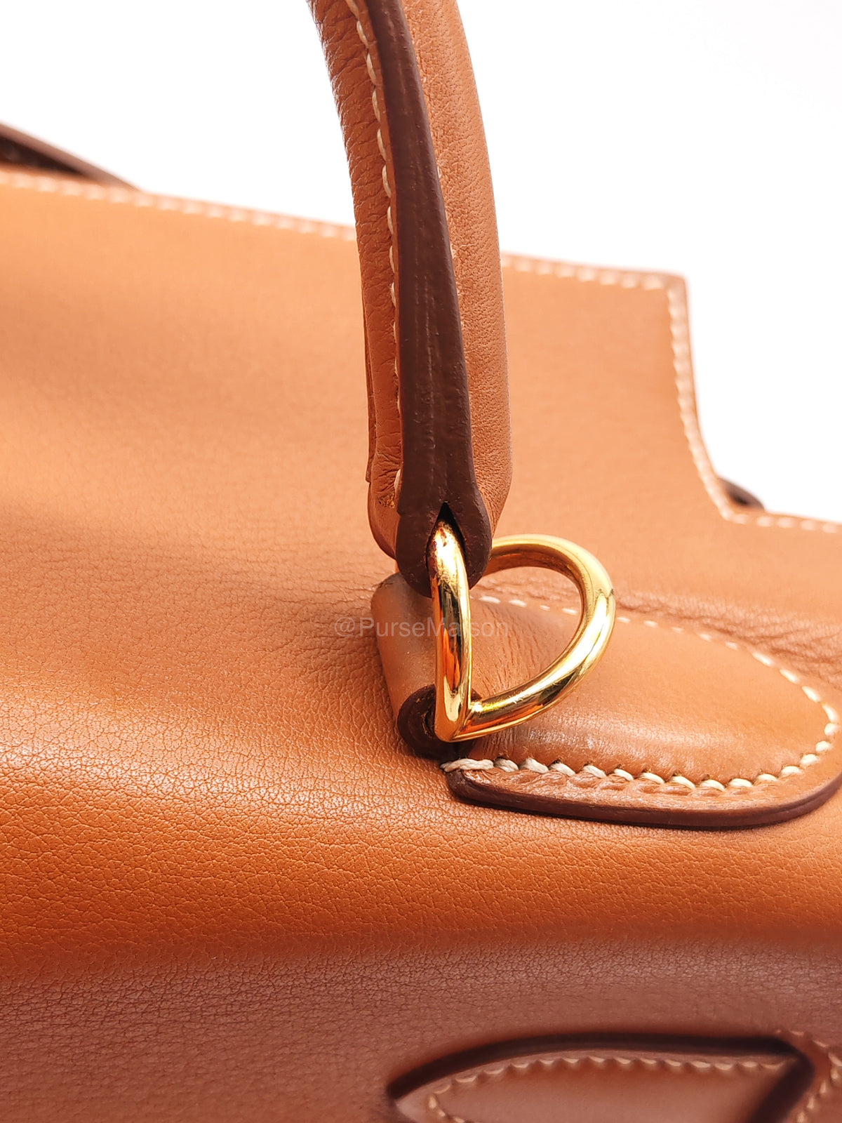 Hermes Kelly 32 Retourne in Gold Swift Leather and Gold Hardware Stamp Square E (2001) | Purse Maison Luxury Bags Shop