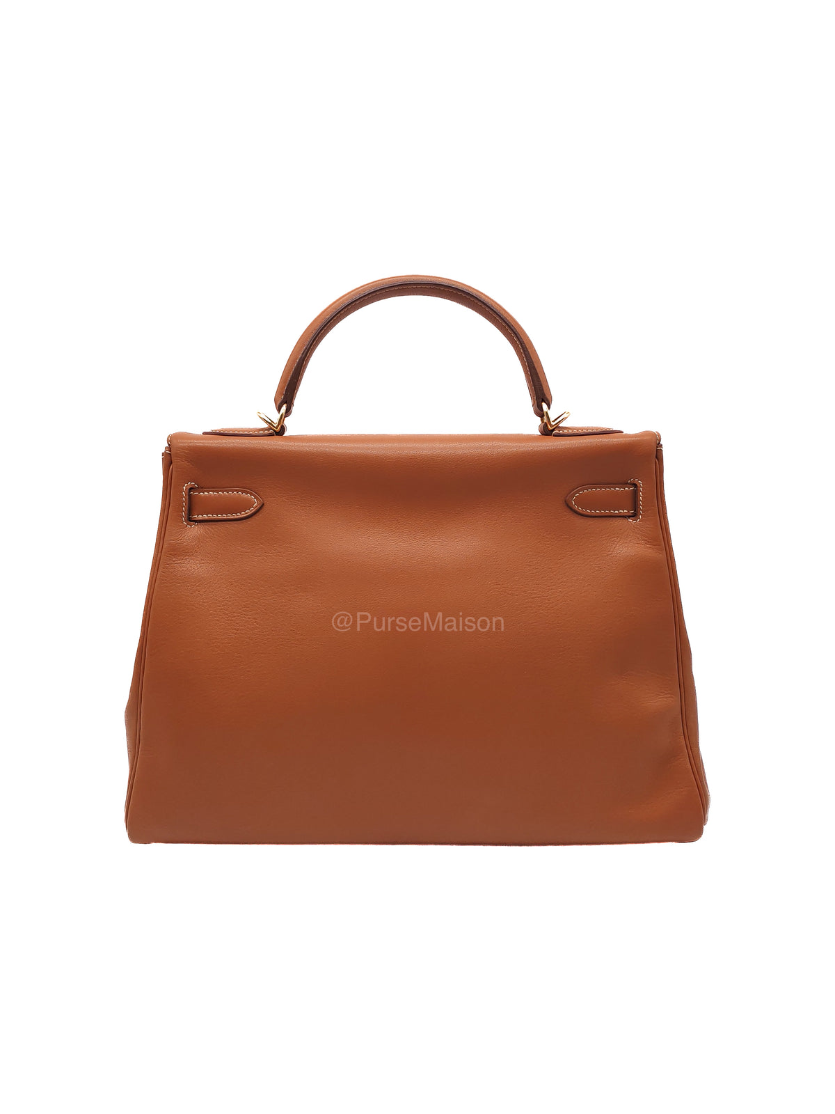 Hermes Kelly 32 Retourne in Gold Swift Leather and Gold Hardware Stamp Square E (2001) | Purse Maison Luxury Bags Shop