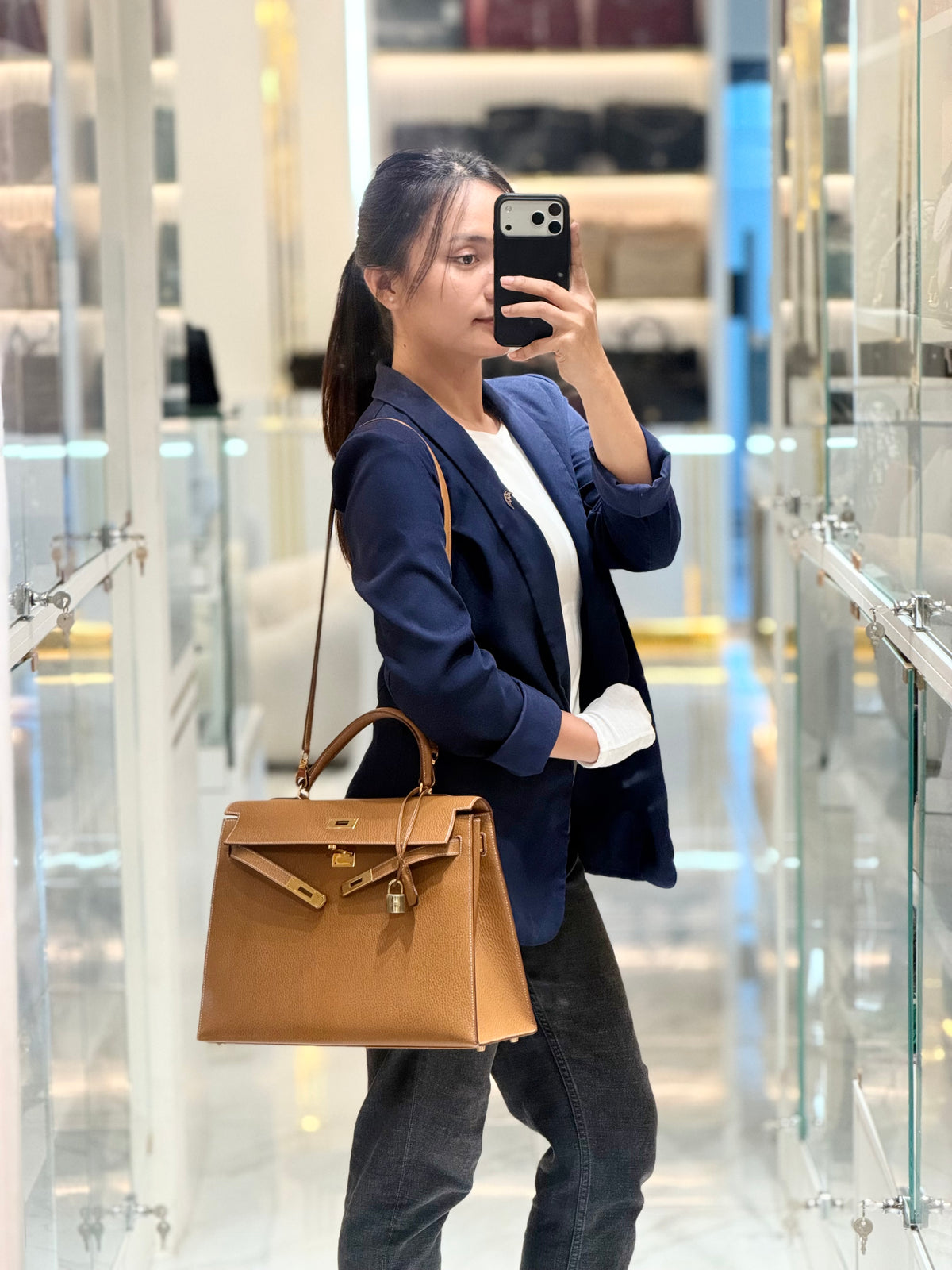 Hermes Kelly 35 in Gold Ardennes Leather Gold Hardware Stamp X Circle (1994) | Purse Maison Luxury Bags Shop