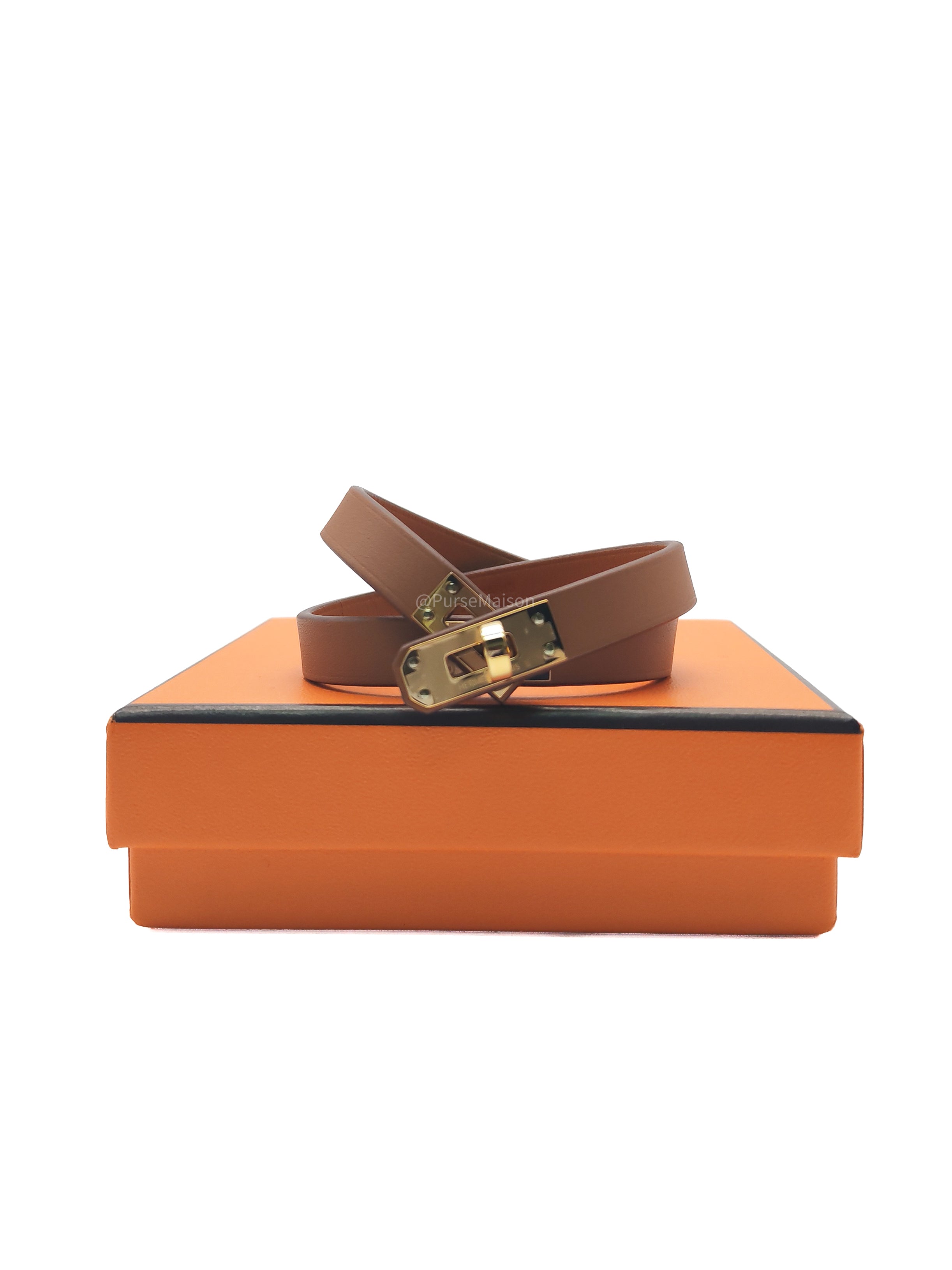 Hermes Kelly Double Tour Bracelet in Gold Swift Leather Gold Hardware Stamp K(2025) | Purse Maison Luxury Bags Shop