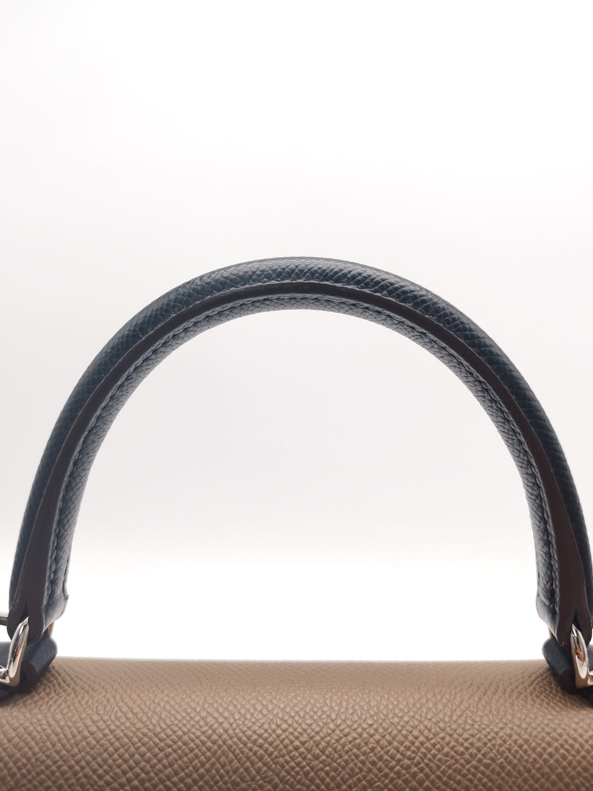 Hermes Kelly II 25 Sellier Tri-color in Etoupe/Ecorce/Noir Epsom Palladium Hardware Stamp B (2023) | Purse Maison Luxury Bags Shop