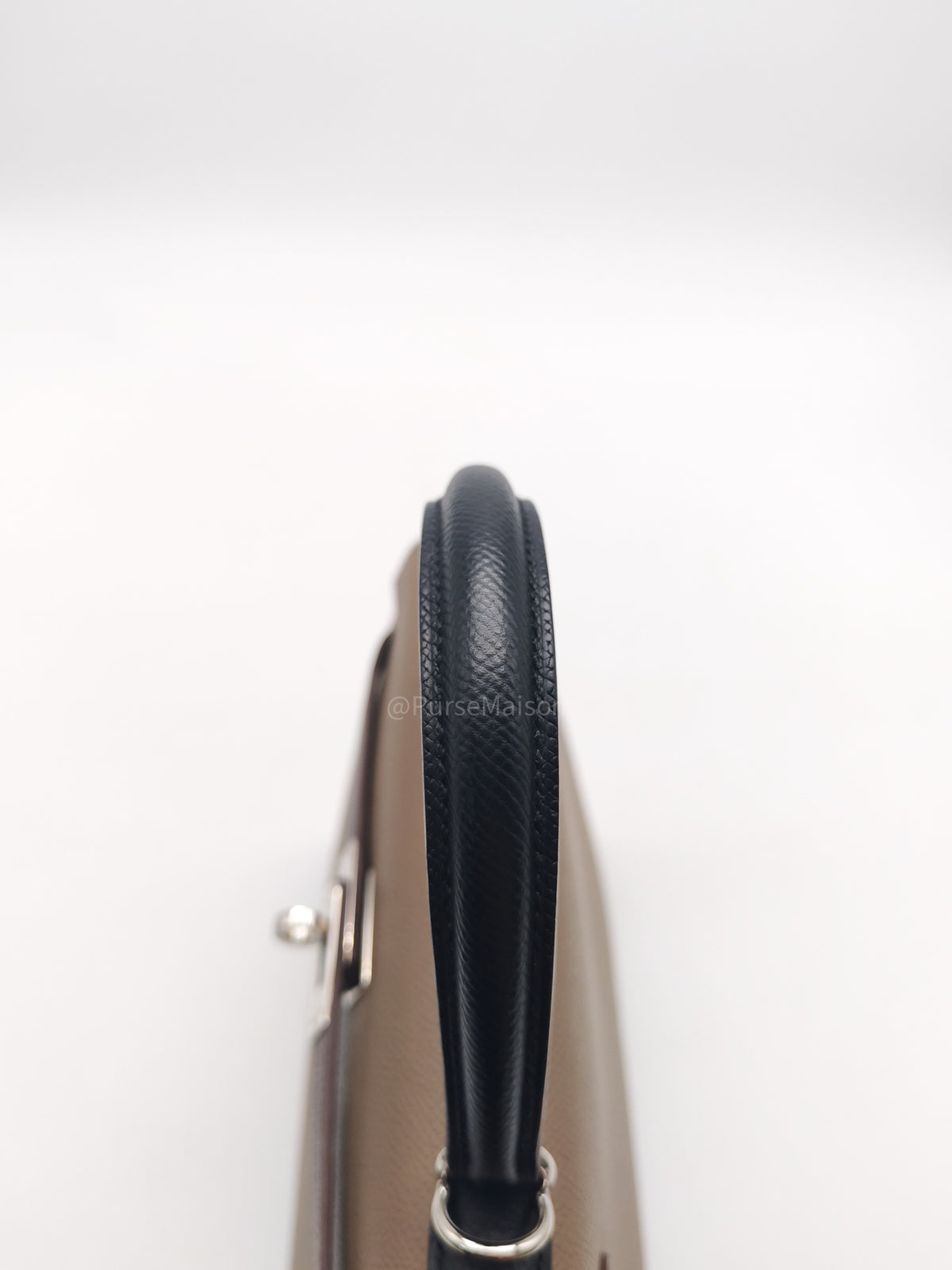 Hermes Kelly II 25 Sellier Tri-color in Etoupe/Ecorce/Noir Epsom Palladium Hardware Stamp B (2023) | Purse Maison Luxury Bags Shop