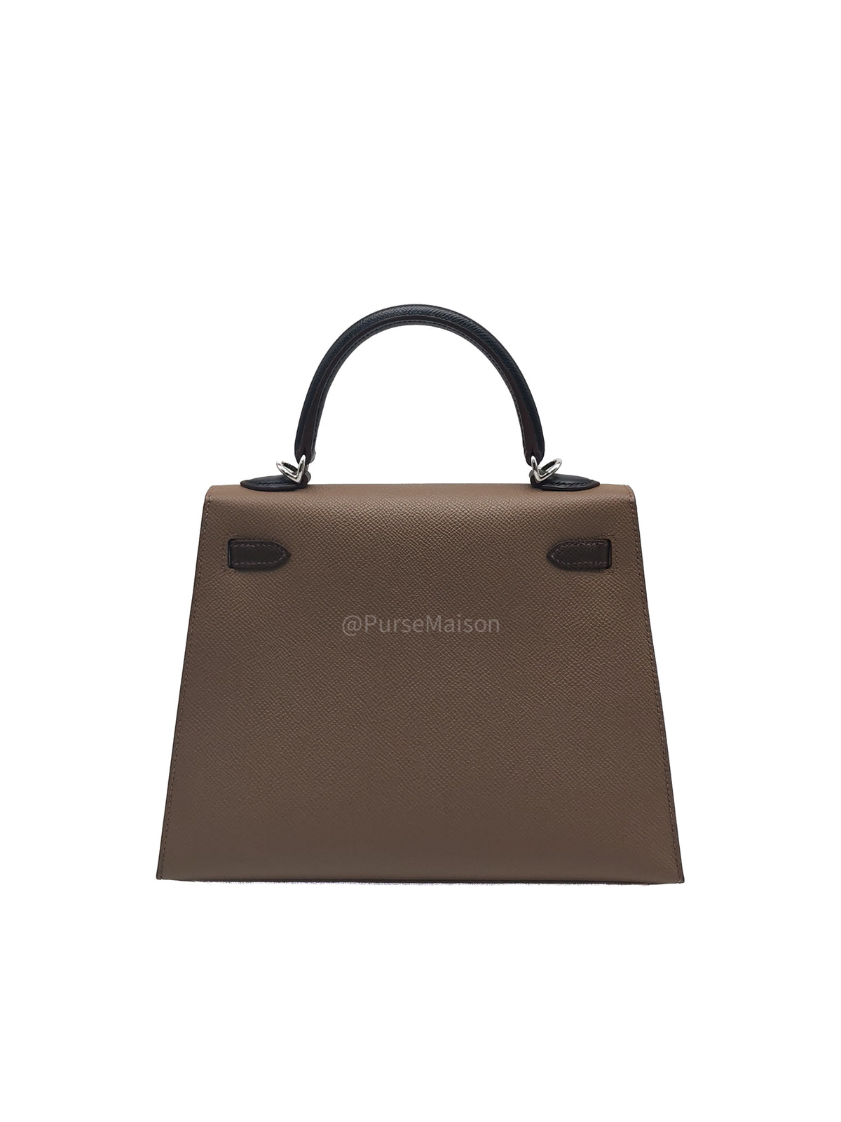 Hermes Kelly II 25 Sellier Tri-color in Etoupe/Ecorce/Noir Epsom Palladium Hardware Stamp B (2023) | Purse Maison Luxury Bags Shop