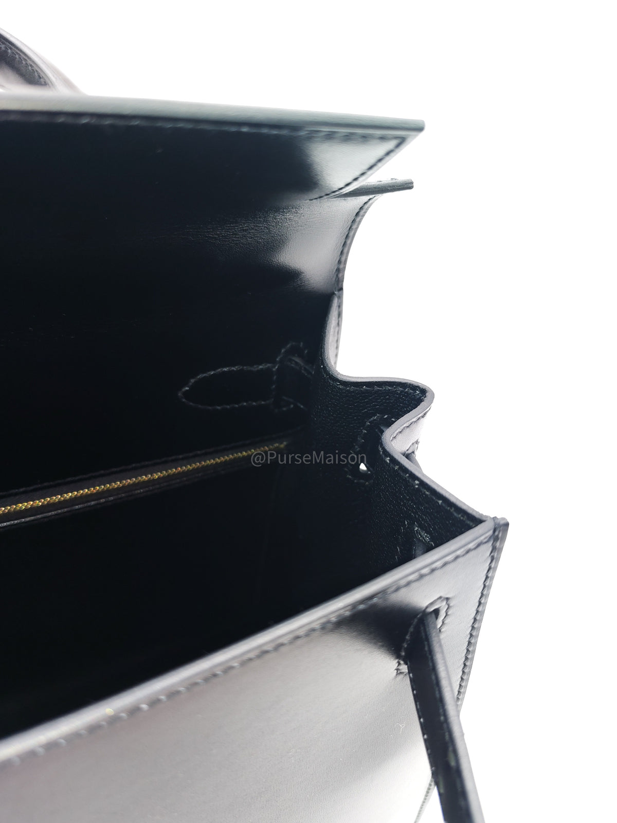 Hermes Kelly II 28 Sellier in Black Box Calfskin Leather Gold Hardware Stamp U (2022) | Purse Maison Luxury Bags Shop
