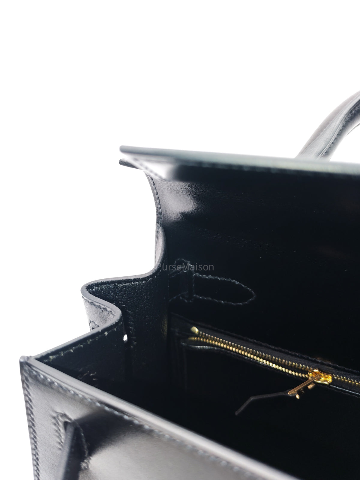 Hermes Kelly II 28 Sellier in Black Box Calfskin Leather Gold Hardware Stamp U (2022) | Purse Maison Luxury Bags Shop