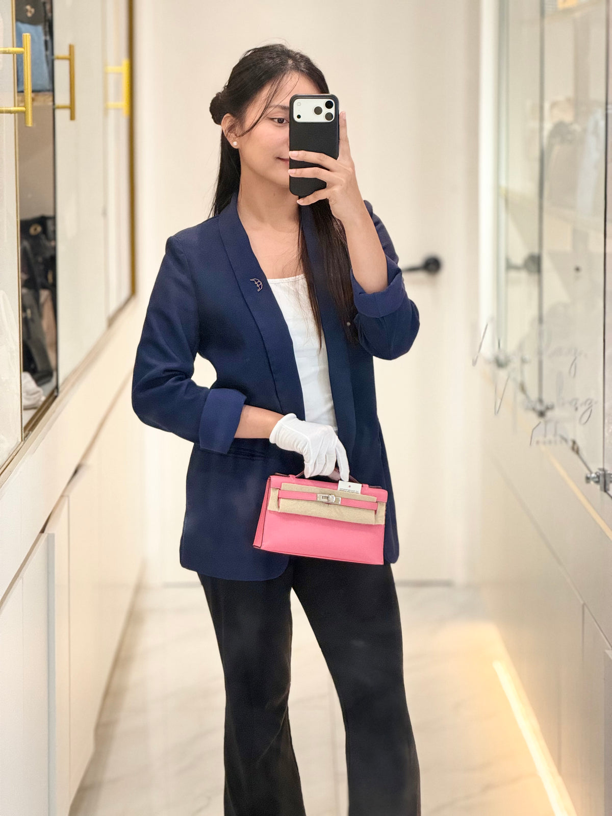 Hermes Kelly Pochette Rose Azalee in Swift Leather and Palladium Hardware Stamp A (2017) | Purse Maison Luxury Bags Shop