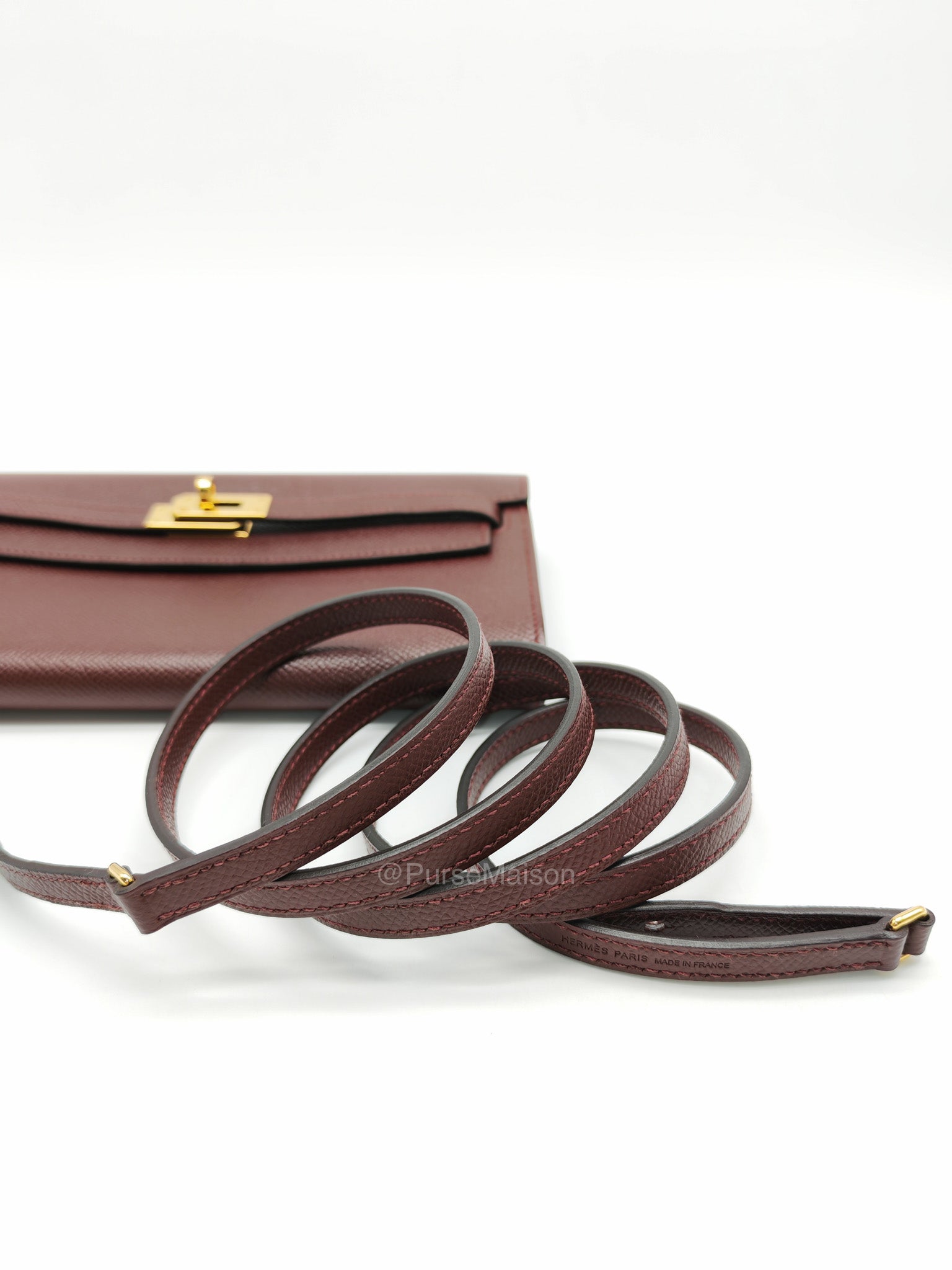 Hermes Kelly to go in Bordeaux Epsom Leather Gold Hardware Stamp U(2022) | Purse Maison Luxury Bags Shop