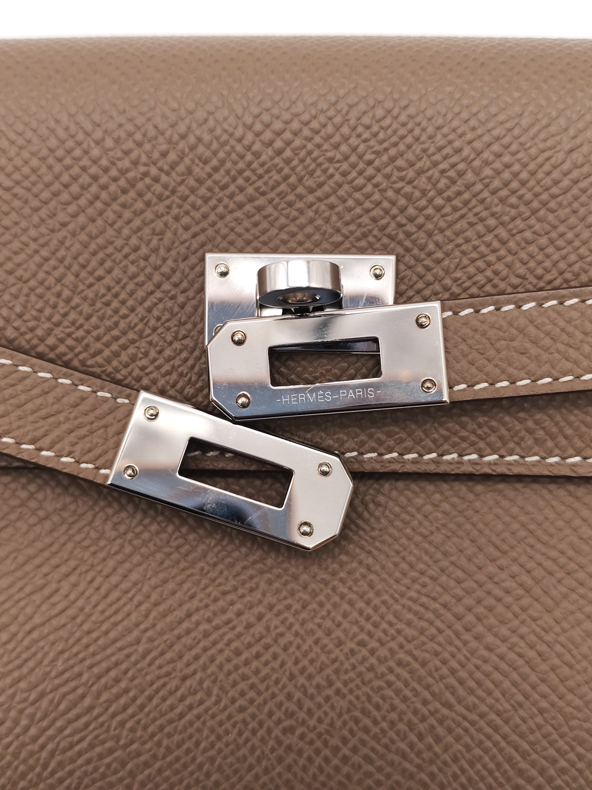 Hermes Kelly To Go in Taupe Epsom Leather and Palladium Hardware Stamp B (2023) | Purse Maison Luxury Bags Shop