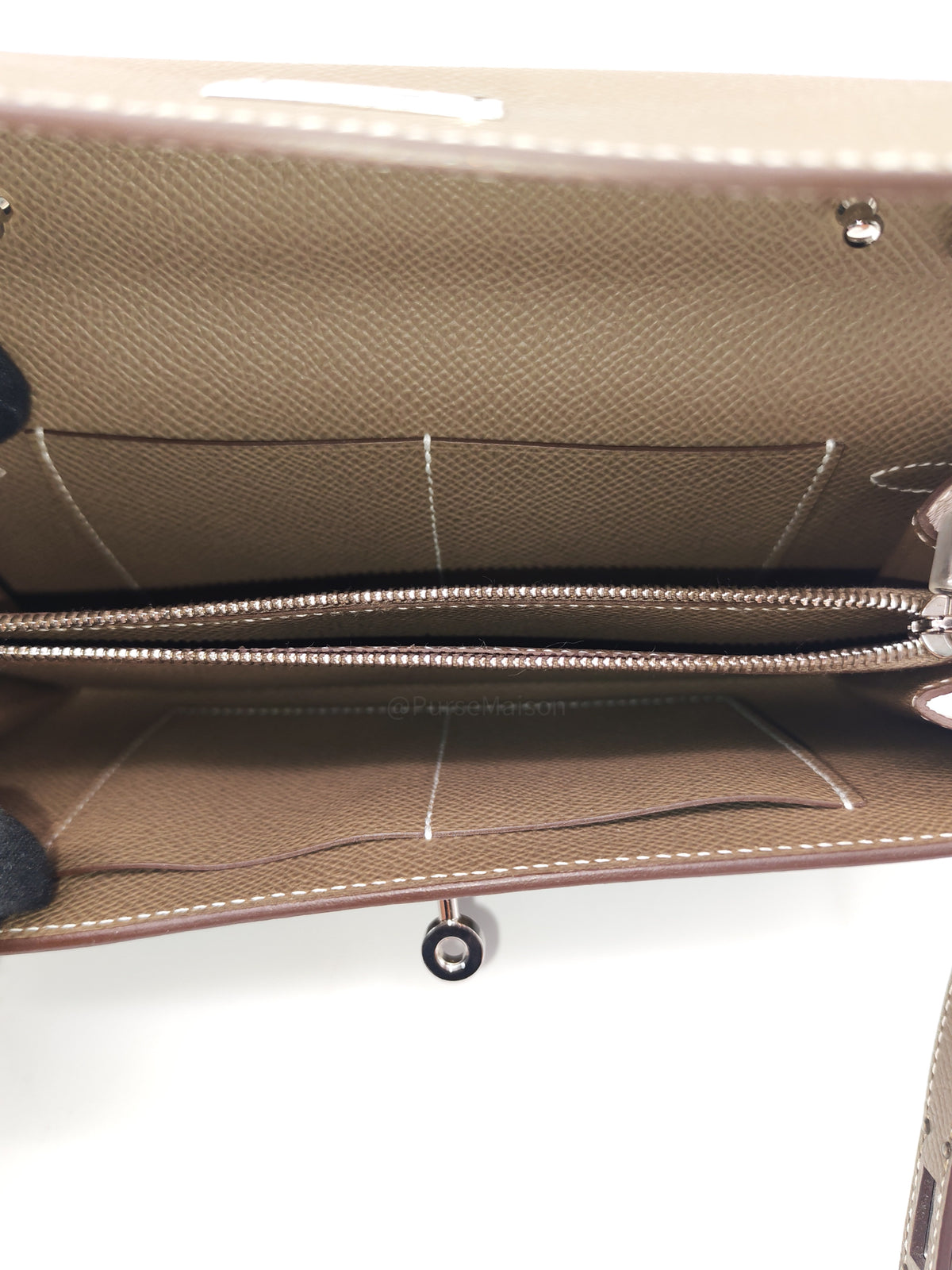 Hermes Kelly To Go in Taupe Epsom Leather and Palladium Hardware Stamp B (2023) | Purse Maison Luxury Bags Shop