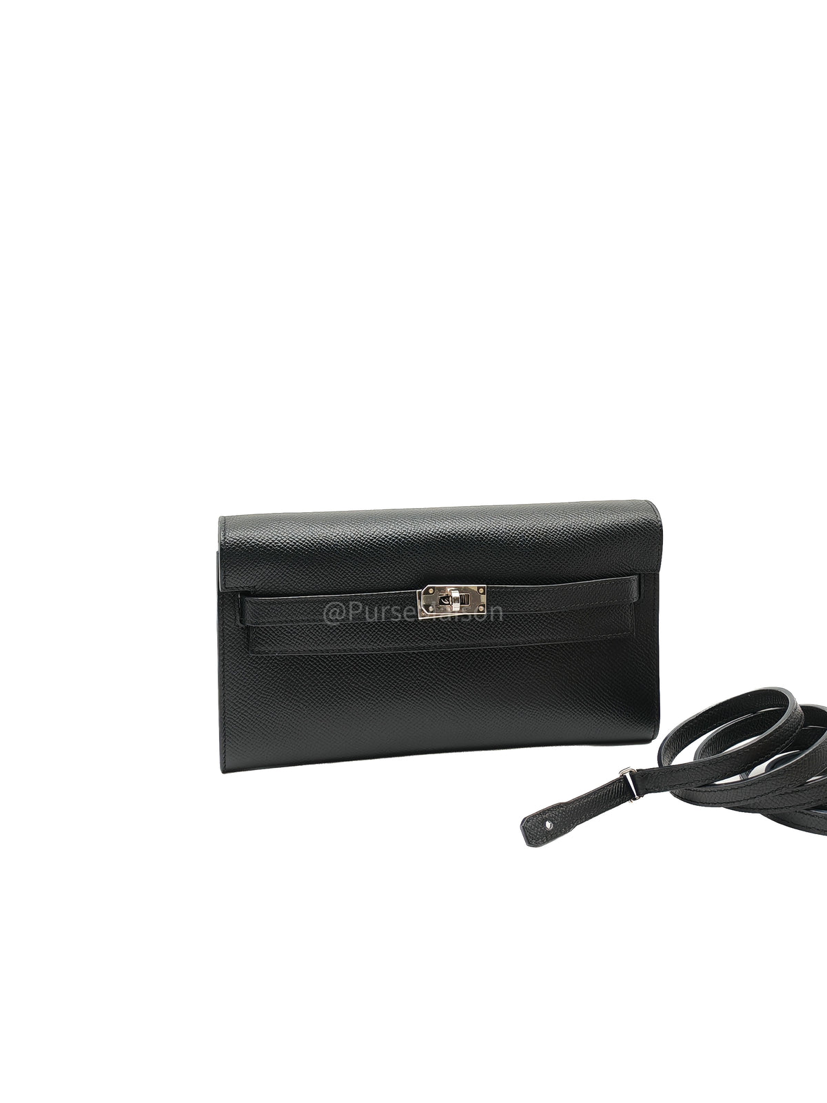 Hermes Kelly To Go Wallet Bag in Noir/Black Epsom Leather Palladium Stamp Y(2020) | Purse Maison Luxury Bags Shop