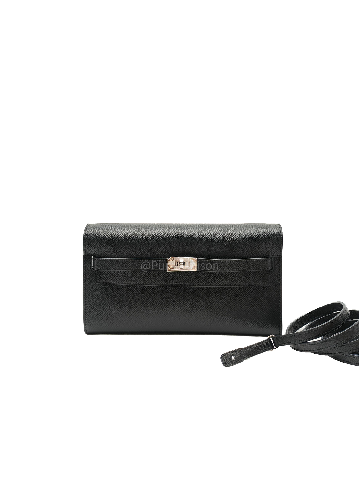 Hermes Kelly To Go Wallet Bag in Noir/Black Epsom Leather Palladium Stamp Y(2020) | Purse Maison Luxury Bags Shop