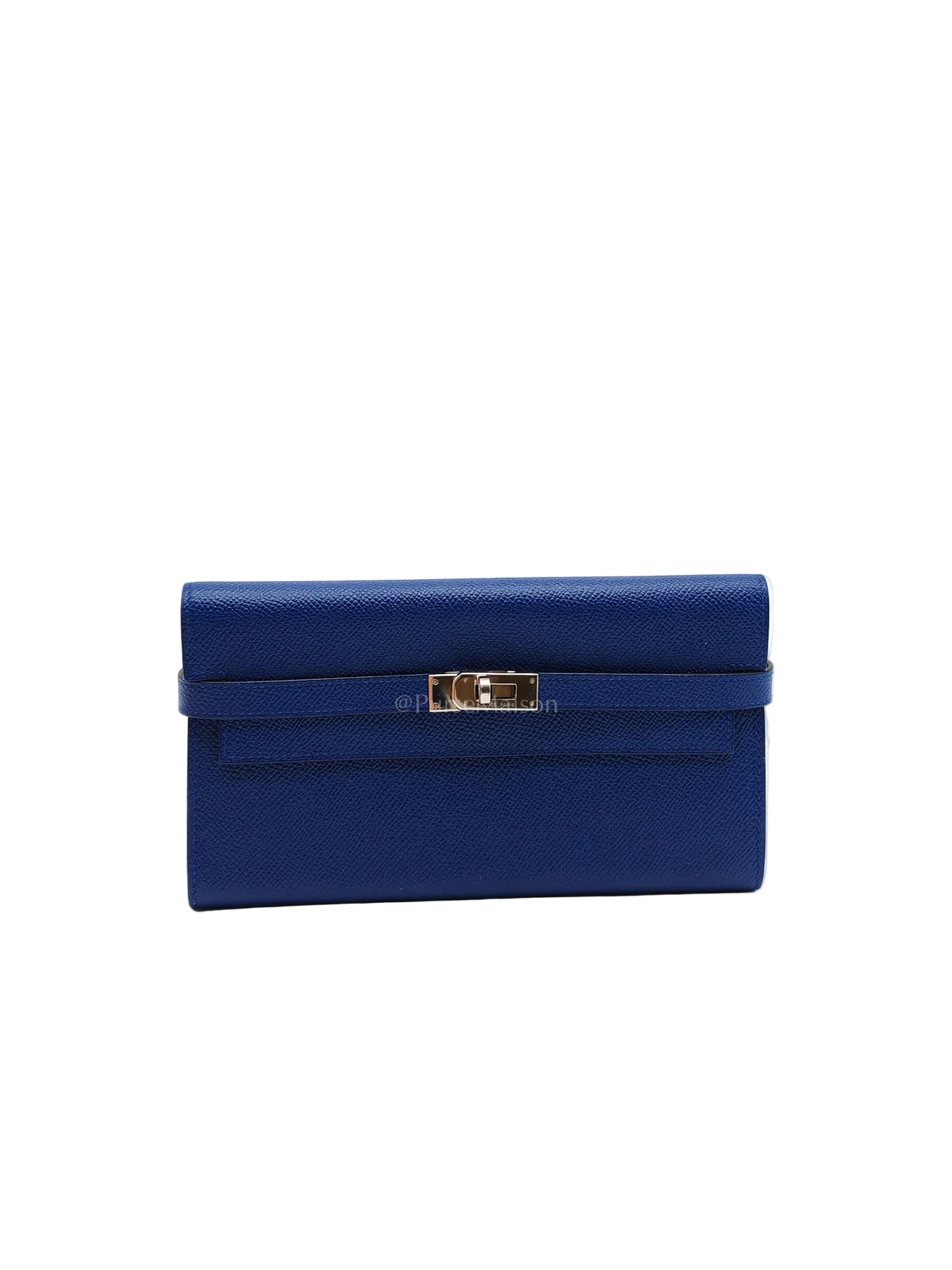 Kelly Wallet in Epsom Leather and Palladium Hardware Stamp Square R (2014) | Purse Maison Luxury Bags Shop