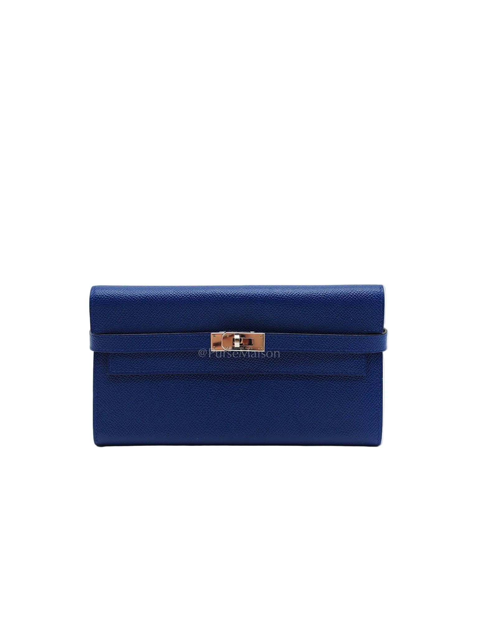 Kelly Wallet in Epsom Leather and Palladium Hardware Stamp Square R (2014) | Purse Maison Luxury Bags Shop