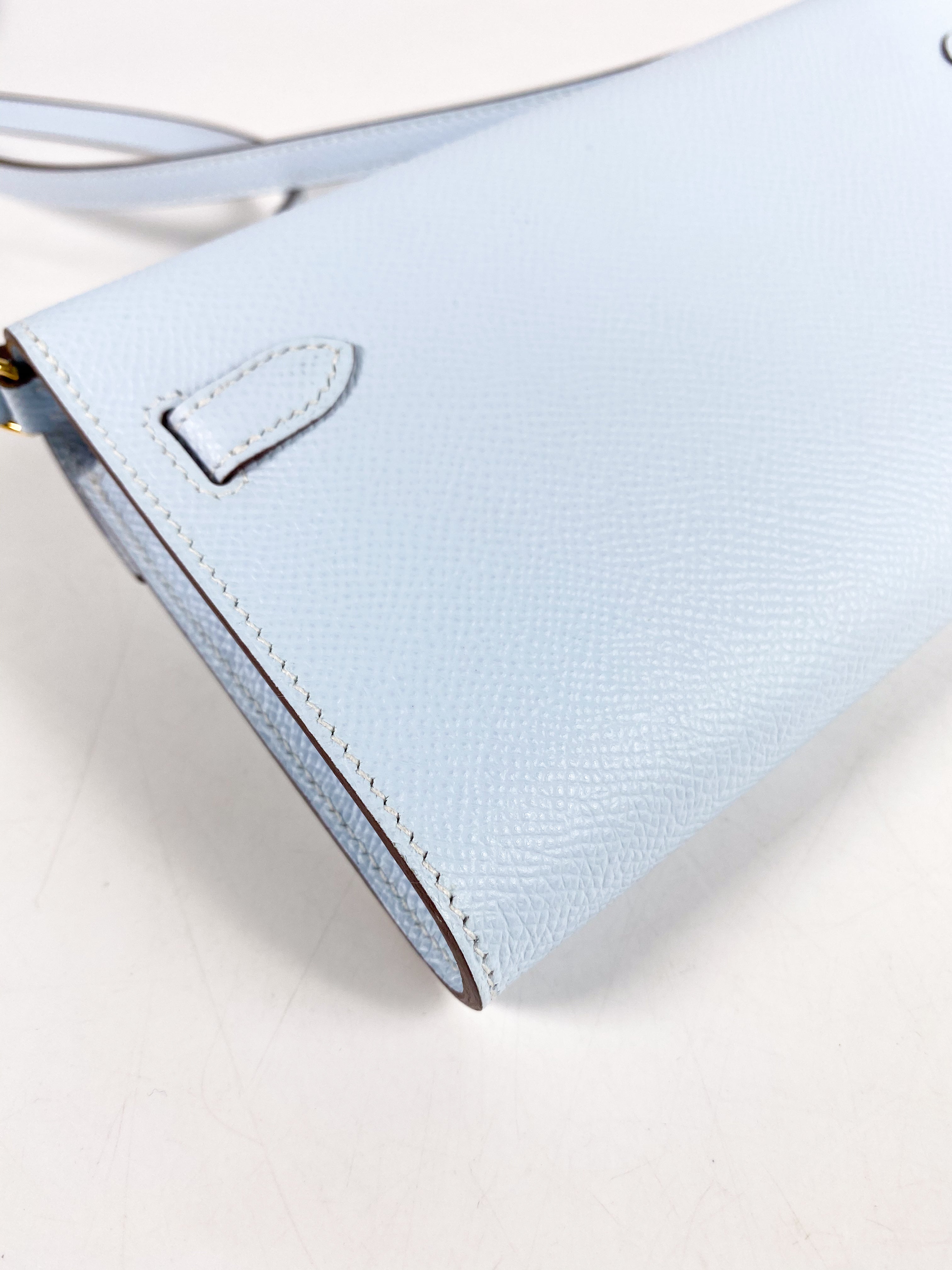 Hermes Kelly Wallet To Go in Bleu Brume Epsom Leather