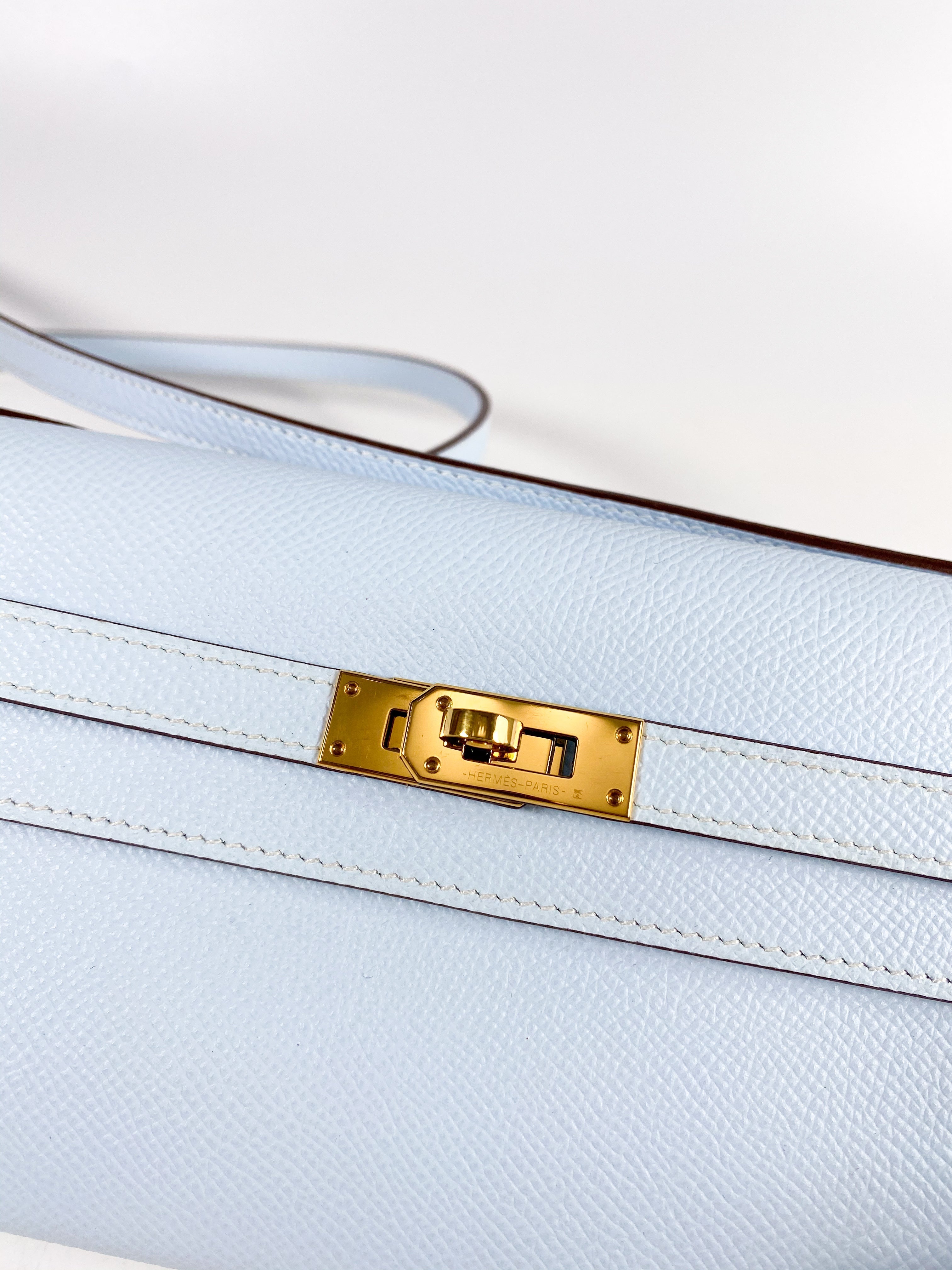 Hermes Kelly Wallet To Go in Bleu Brume Epsom Leather