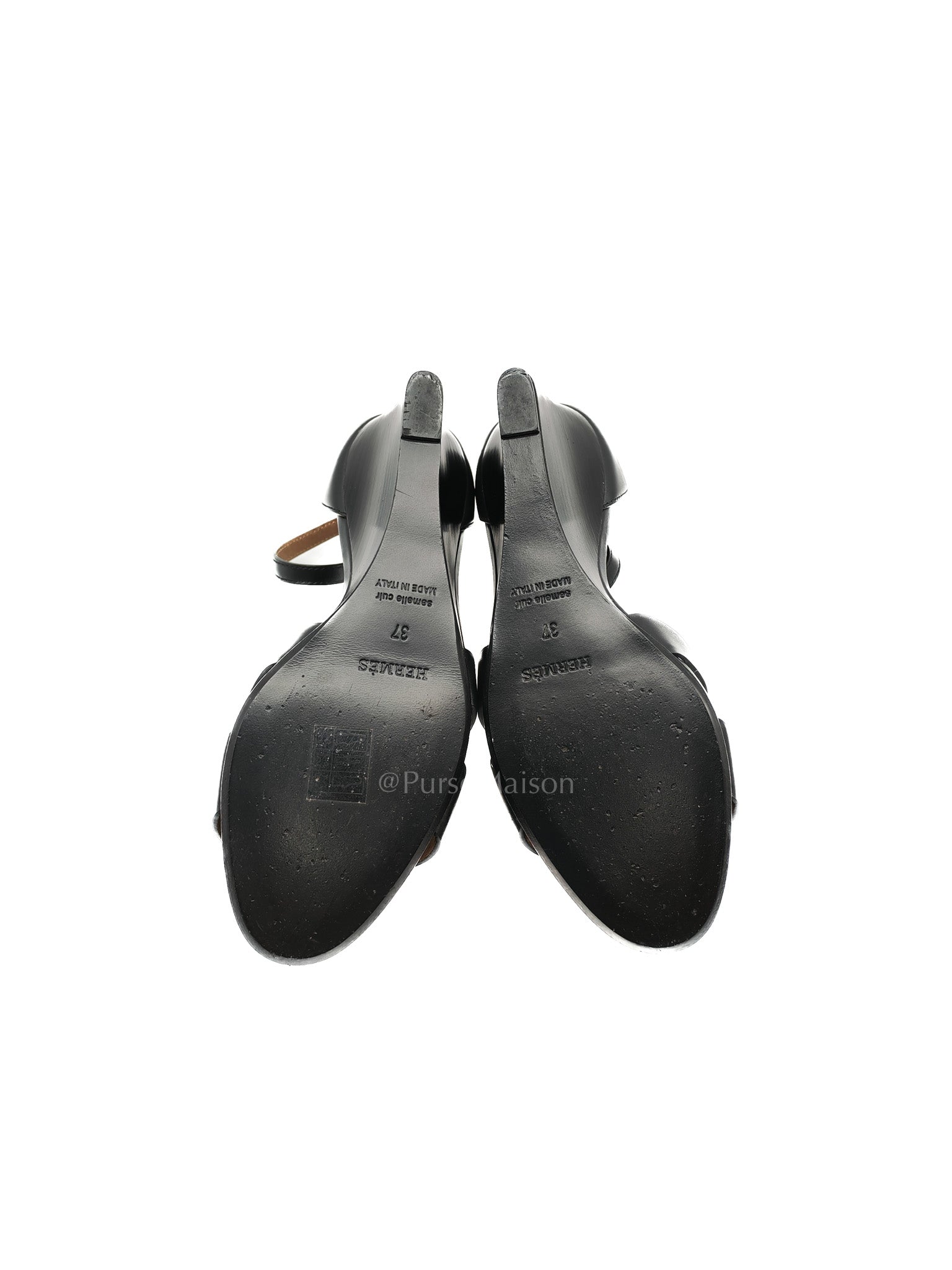 Legend in Black Swift Leather Sandals Size 37EU (24cm) | Purse Maison Luxury Bags Shop
