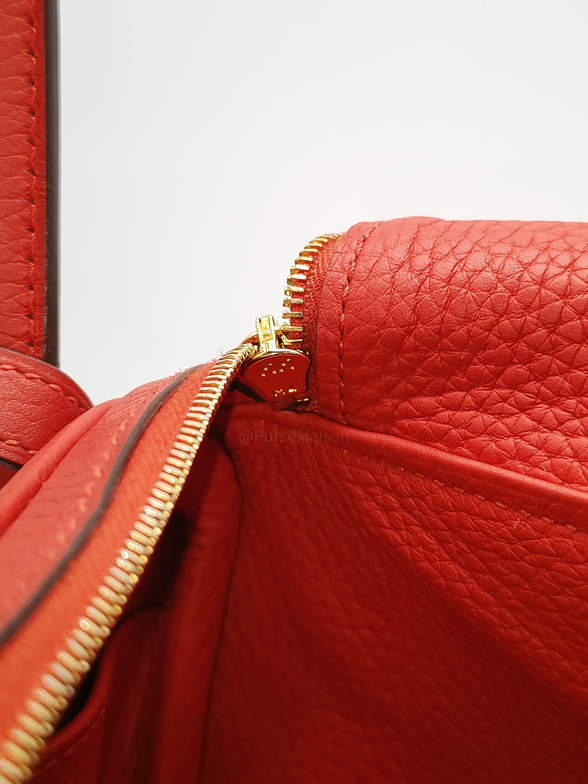 Hermes Lindy 26 in Rouge Tomate Clemence Leather Gold Hardware Stamp X (2016) | Purse Maison Luxury Bags Shop