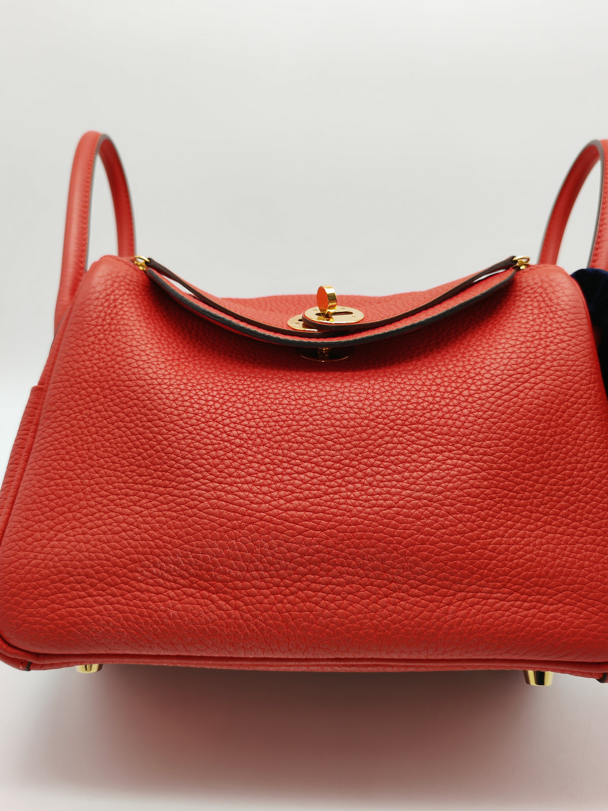 Hermes Lindy 26 in Rouge Tomate Clemence Leather Gold Hardware Stamp X (2016) | Purse Maison Luxury Bags Shop