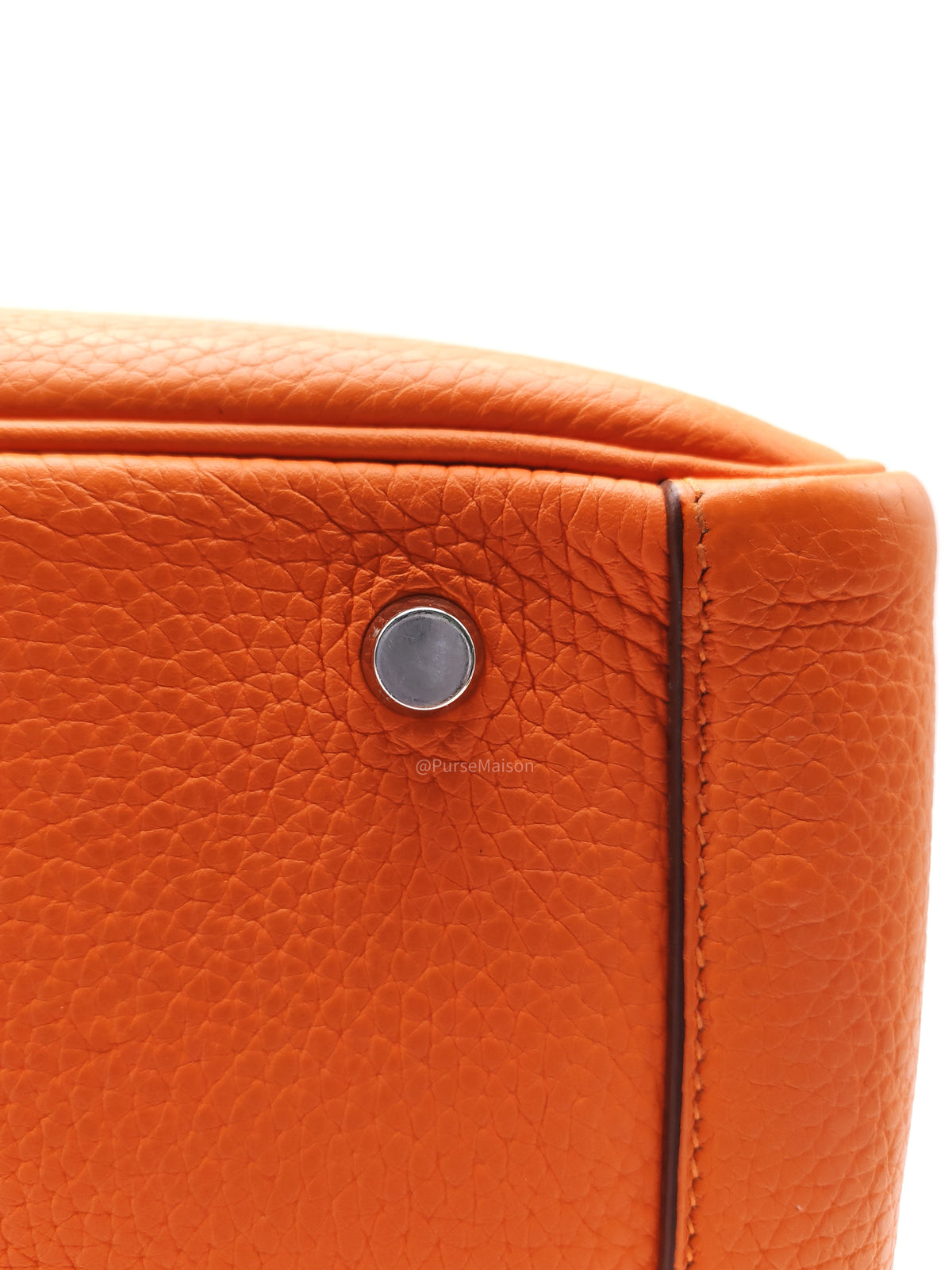 Hermes Lindy 30 in Orange Clemence Leather Palladium Hardware Stamp O Square(2011) | Purse Maison Luxury Bags Shop