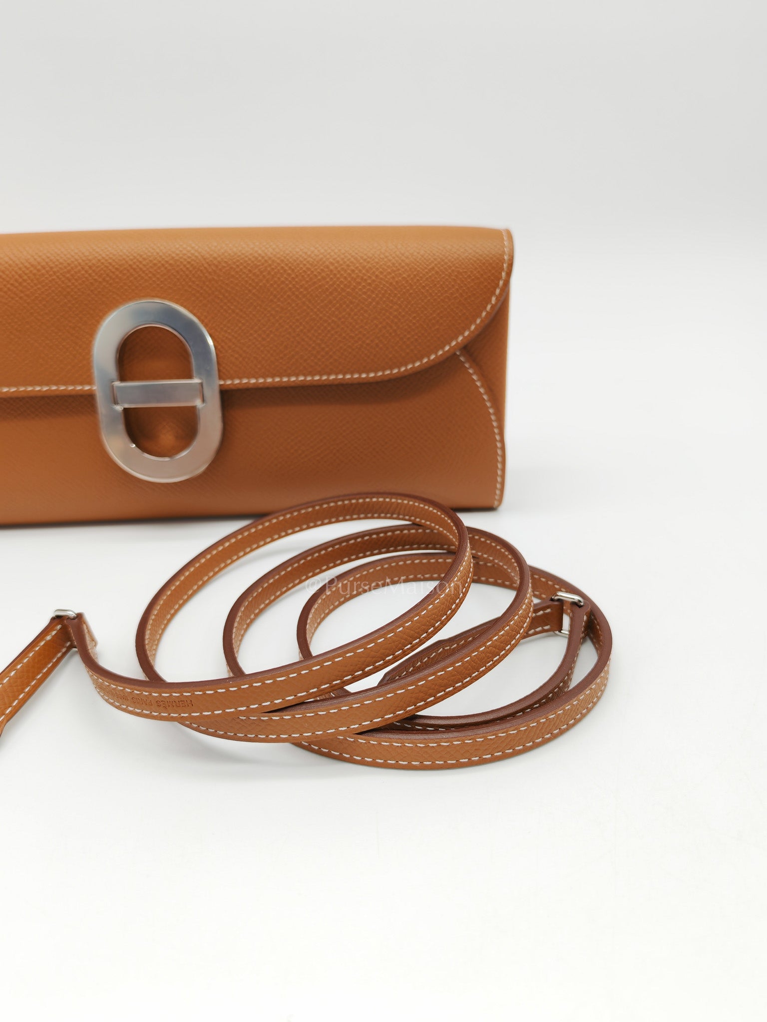 Maillon Wallet To Go in Gold Epsom Leather & Palladium Hardware Stamp B (2023) | Purse Maison Luxury Bags Shop